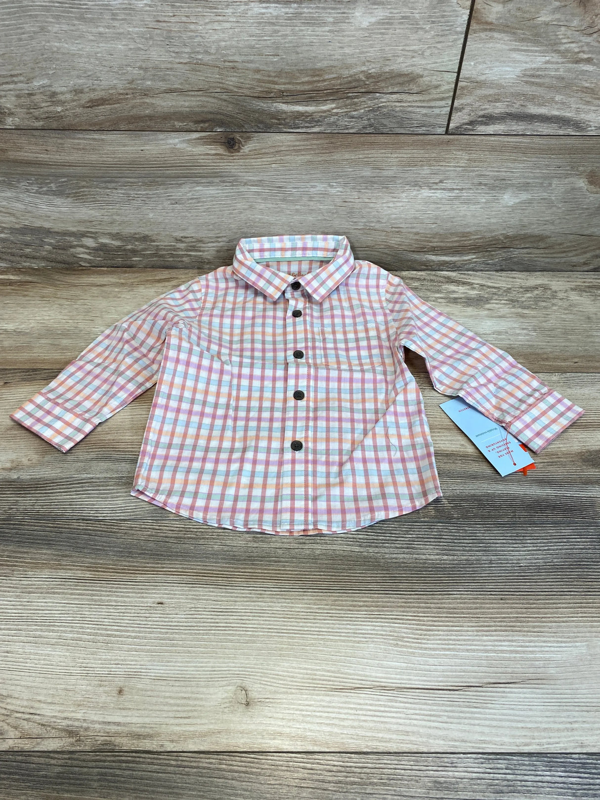 NEW Cat & Jack Plaid Button-Up Shirt Pink sz 18m - Me n Mommy To Be