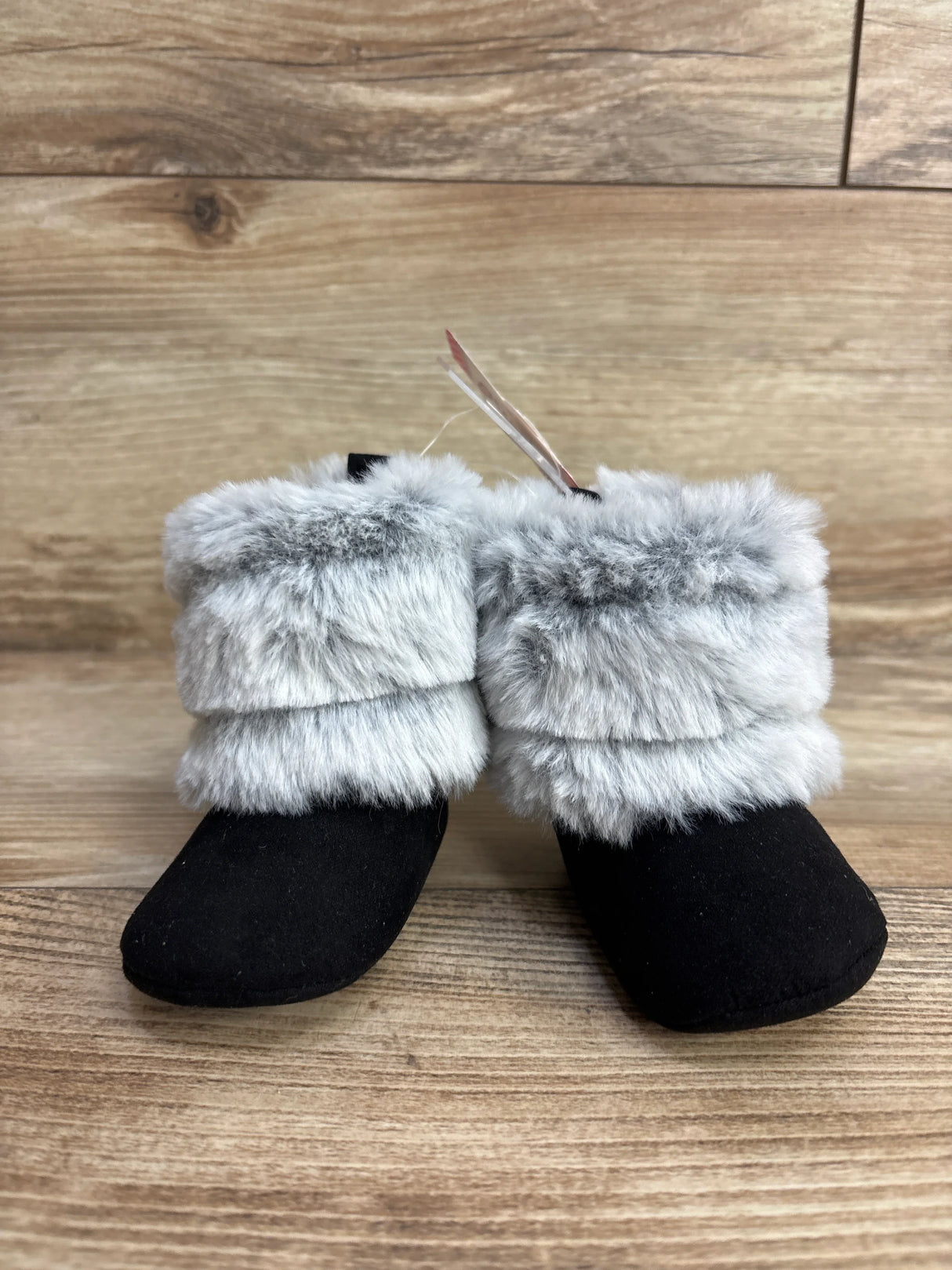 NEW First Steps by Stepping Stones Faux Fur Boots Black sz 2c