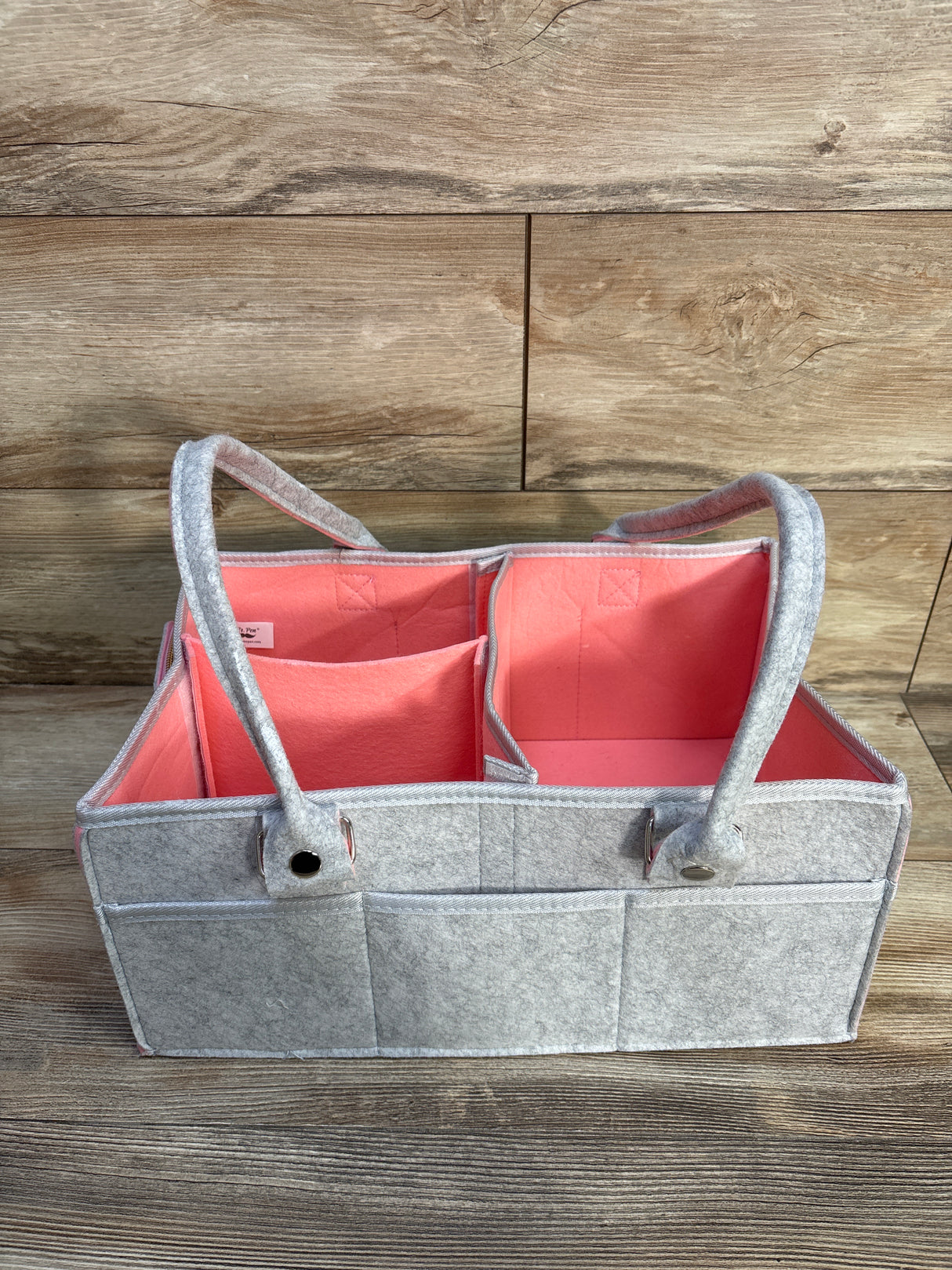 Mr. Pen Felt Diaper Caddy Organizer, Grey/Pink