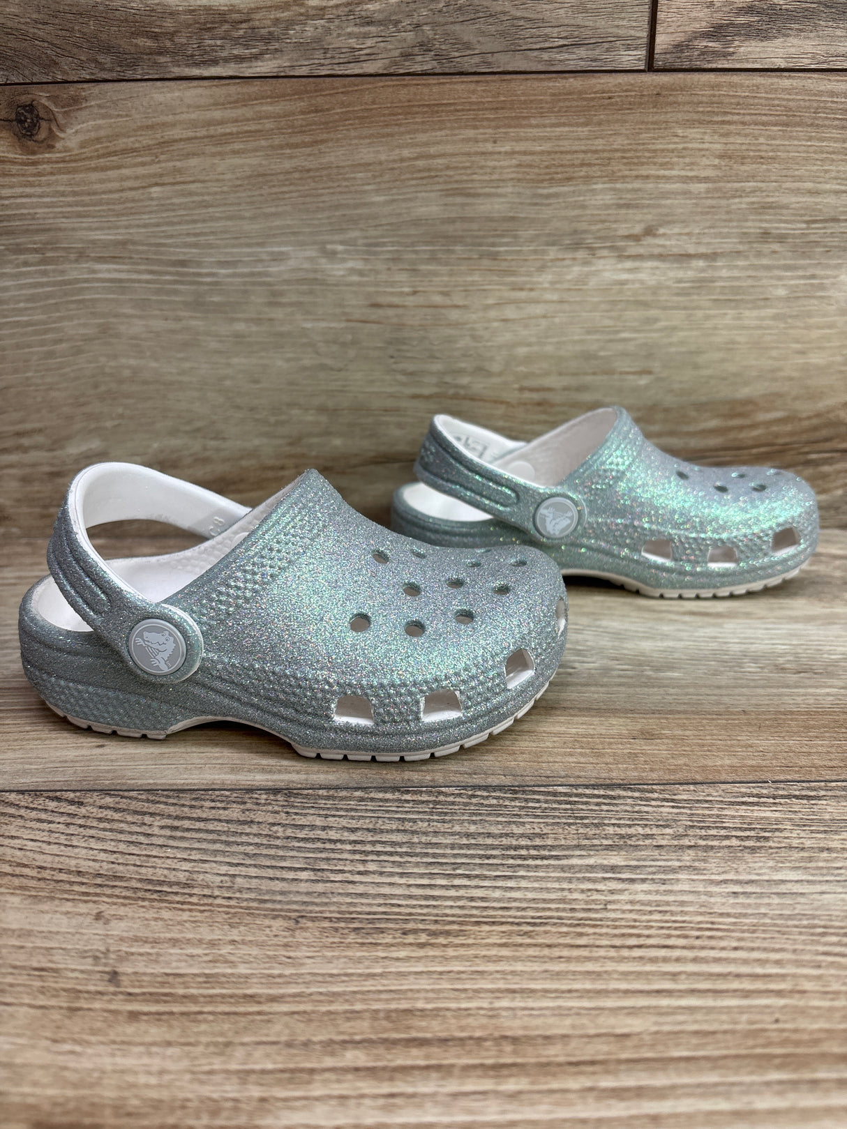 Crocs Classic Clogs Glitter Silver sz 8c