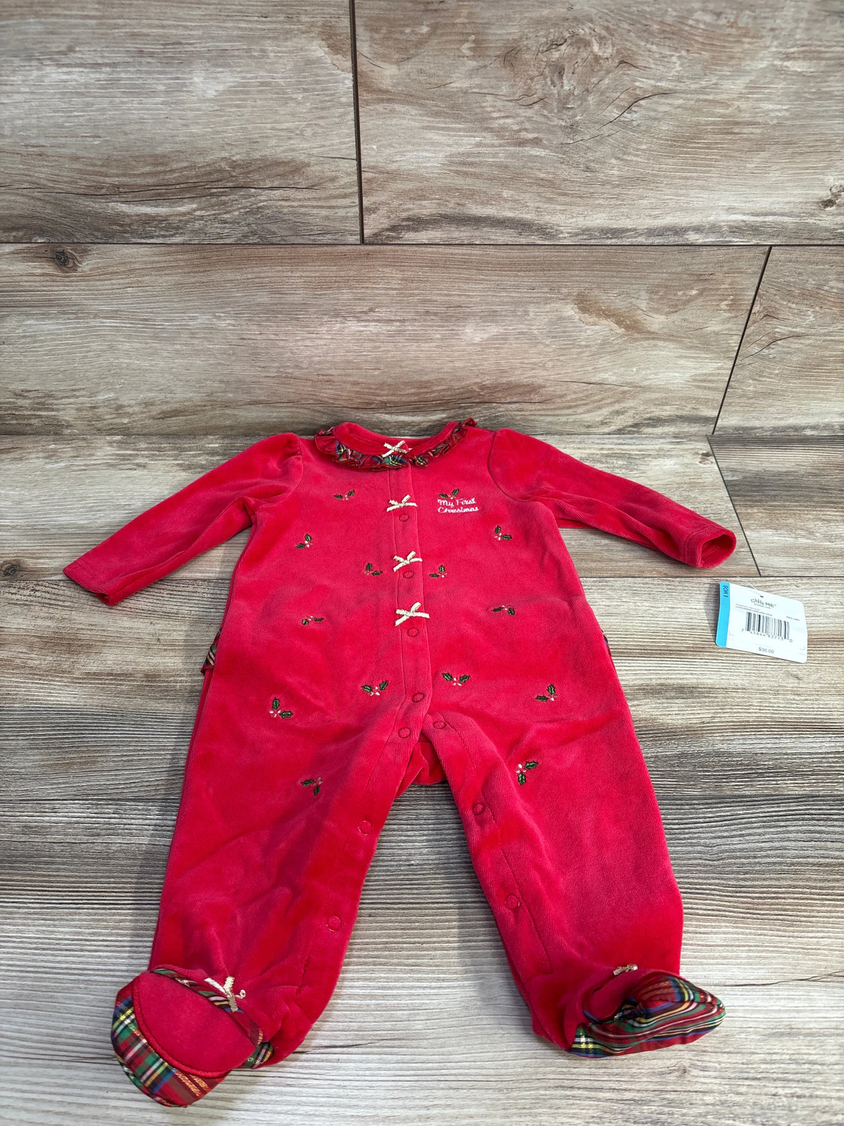 NEW Little Me Velvet Mistletoe Sleeper Red sz 6m