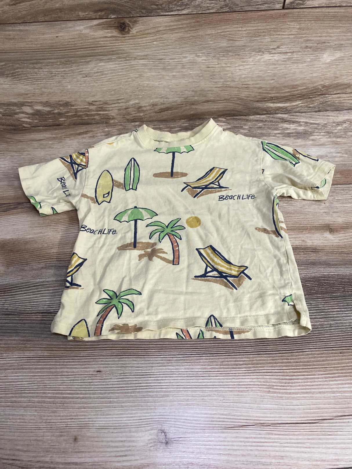 Zara Beach Print Shirt Cream sz 2-3T