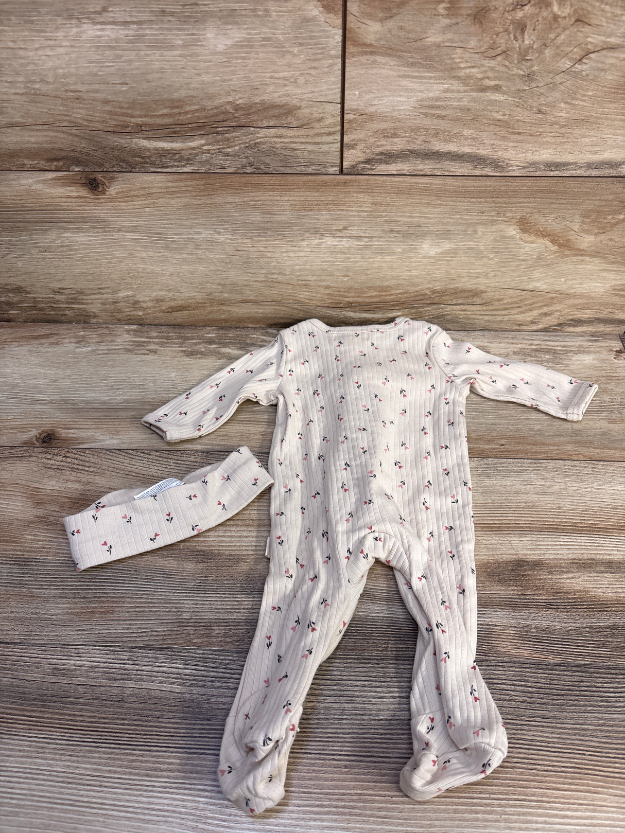 Rabbit + Bear Organic 2pc Ribbed Sleeper & Headband Beige sz 0-3m