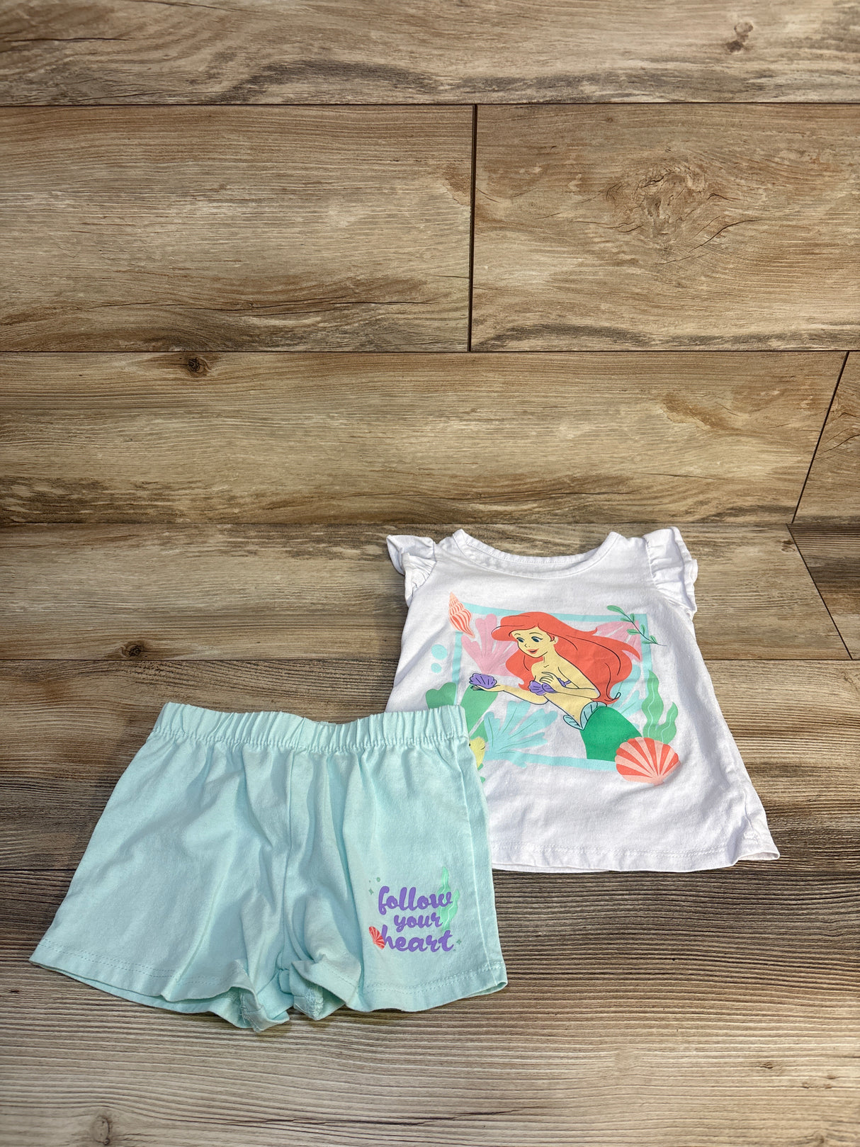 Disney Princess 2pc Little Mermaid Shirt & Bottoms Set White sz 3T