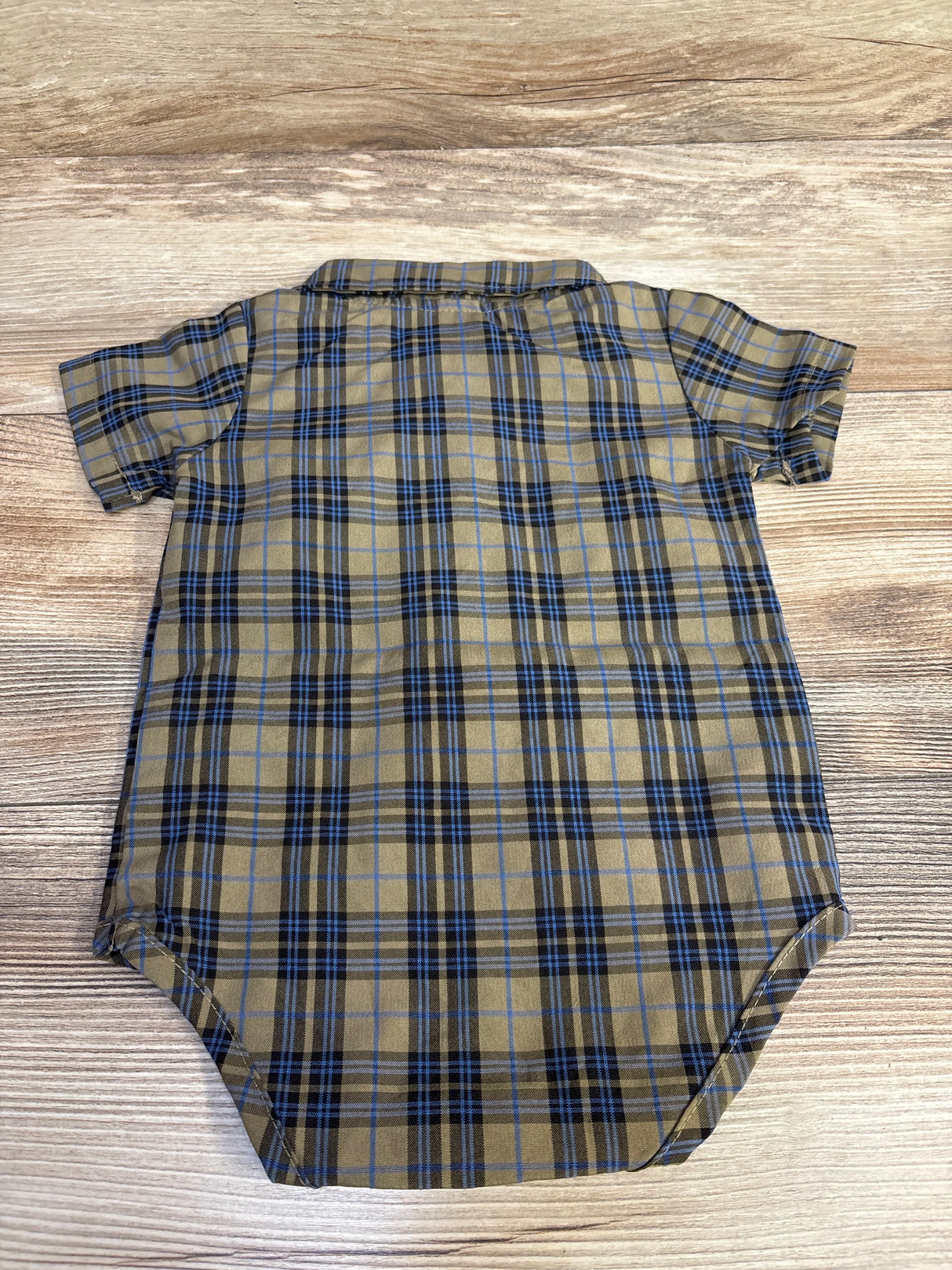 Shein Plaid Henley Trim Bodysuit Brown sz 3-6m