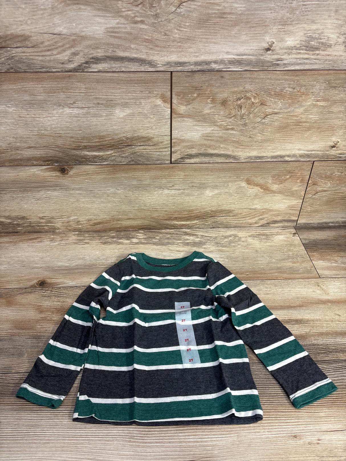 NEW Old Navy Striped Shirt Grey/Green sz 2T