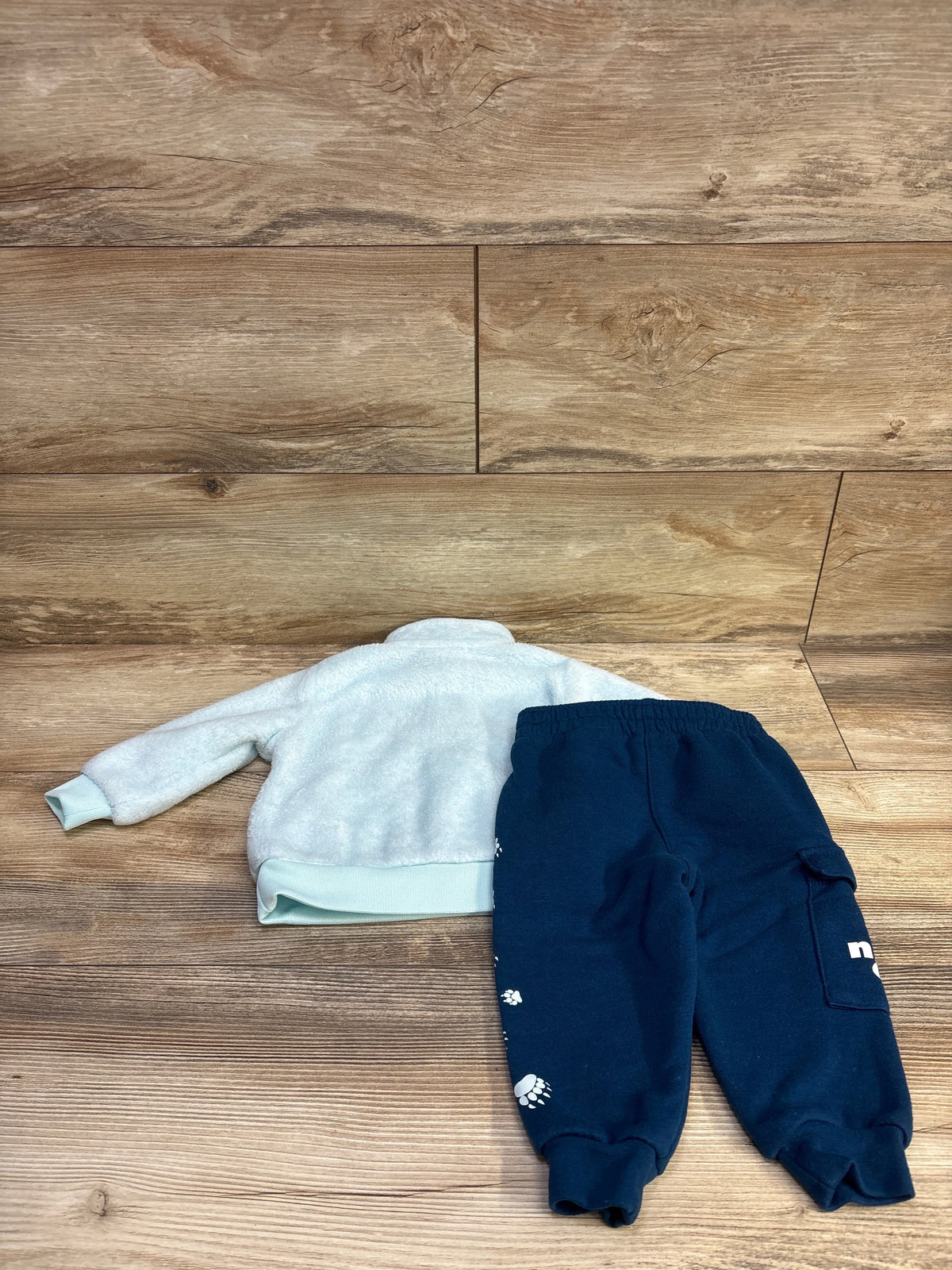 Nike 2pc Faux Fur Half-Zip Sweatshirt & Pants Set Blue sz 12m