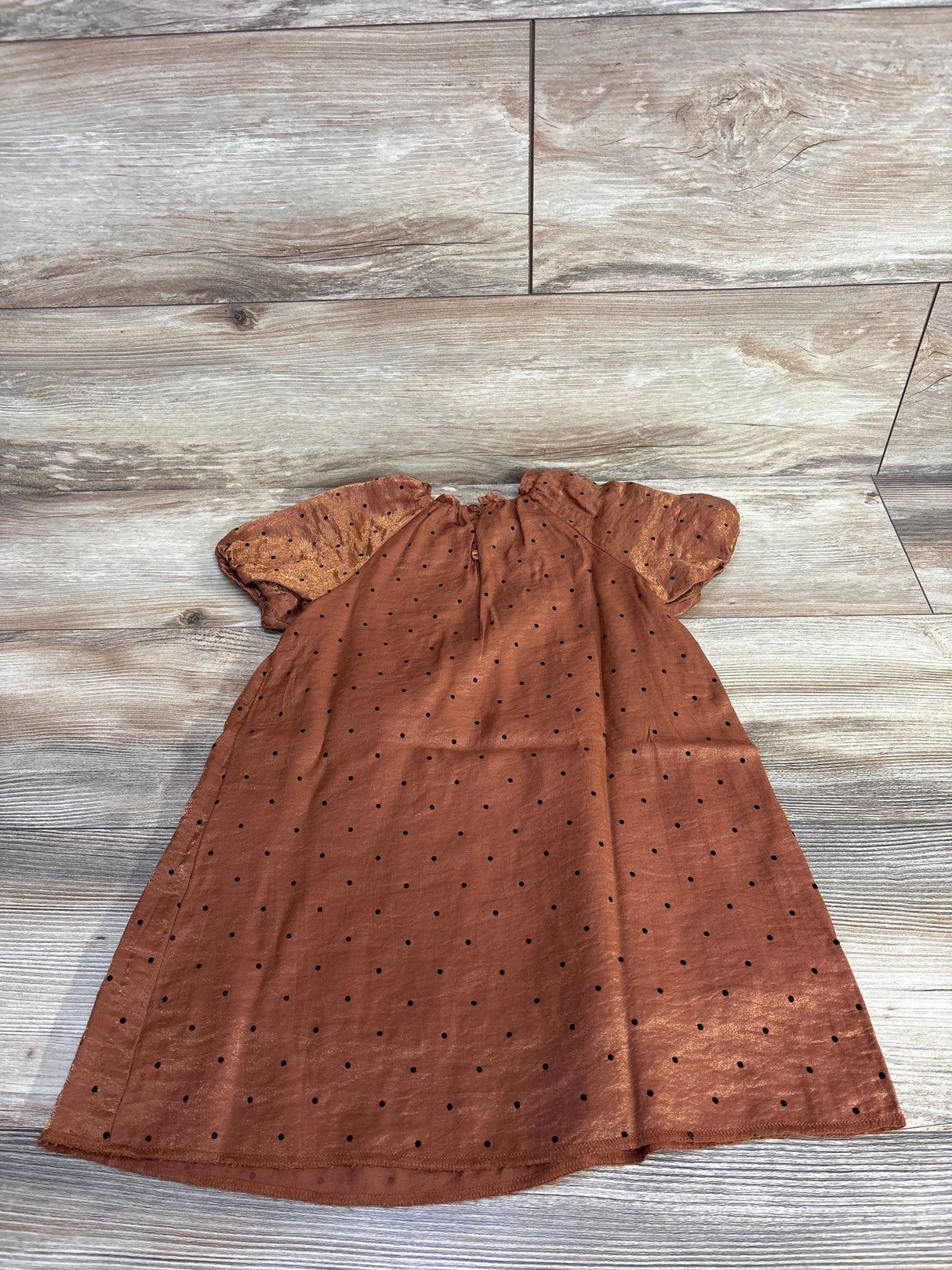 Zara Metallic Puff Sleeve Dress Bronze sz 3-4T