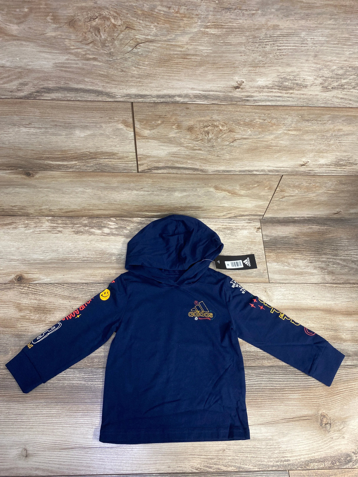 NEW Adidas Long Sleeve Hooded Shirt Navy sz 2T