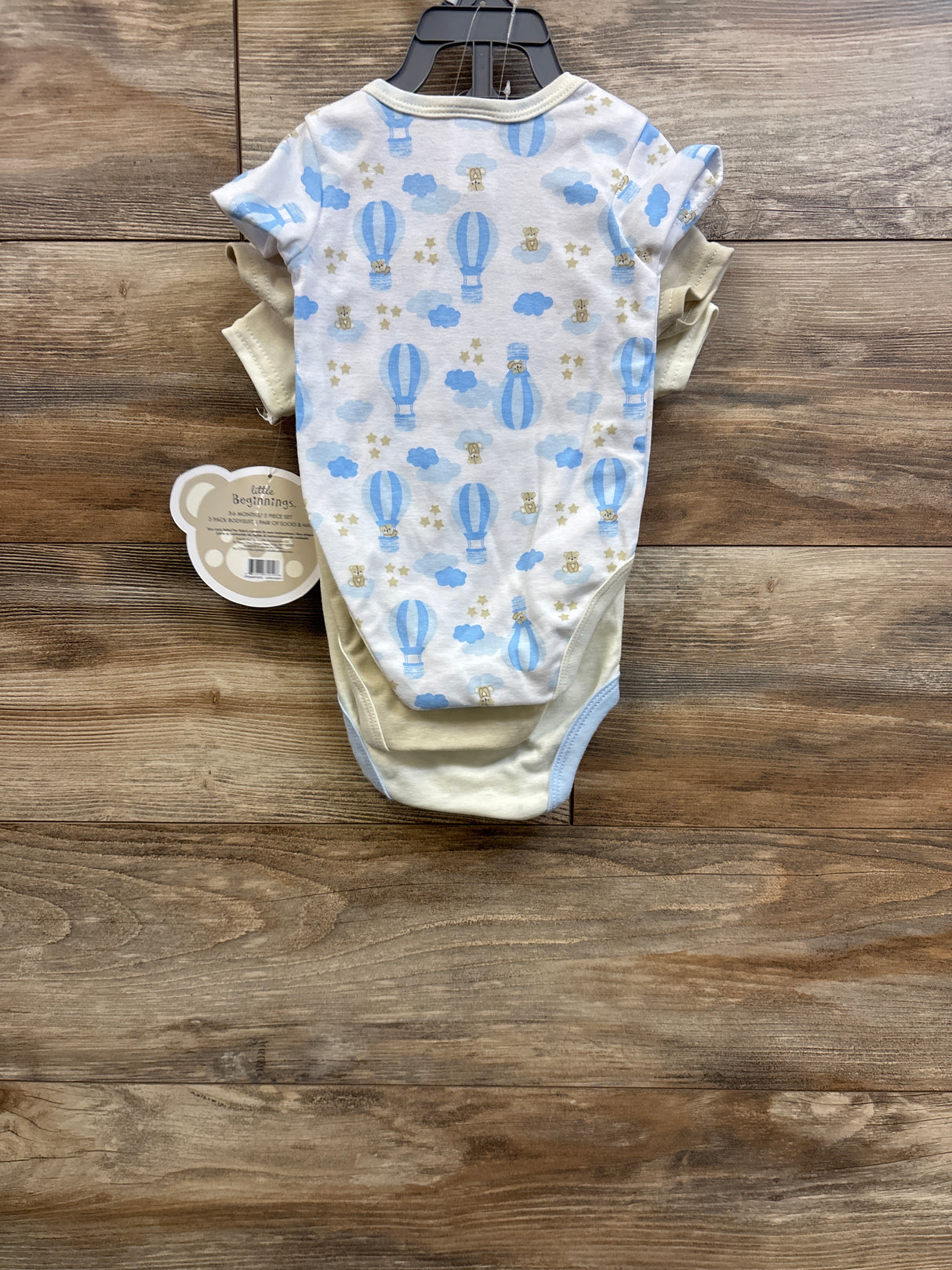 NEW Little Beginnings 3pk Bodysuit Set Pale Yellow sz 3-6m
