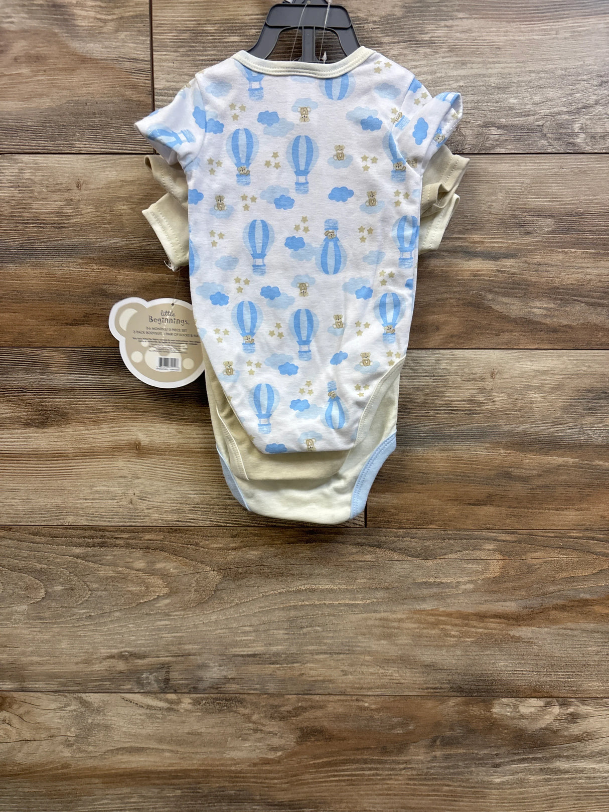 NEW Little Beginnings 3pk Bodysuit Set Pale Yellow sz 3-6m