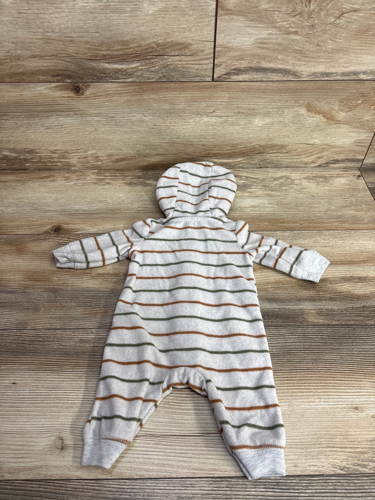 Just One You Striped Bear Hooded Coverall Grey sz Newborn