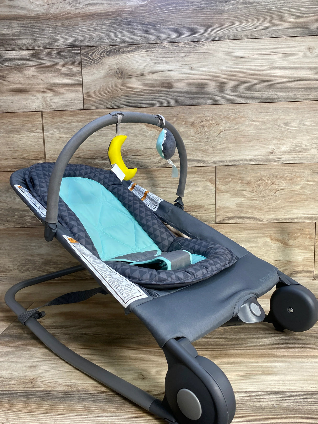 Summer Infant 2-in-1 Bouncer & Rocker Duo, Grey/Teal
