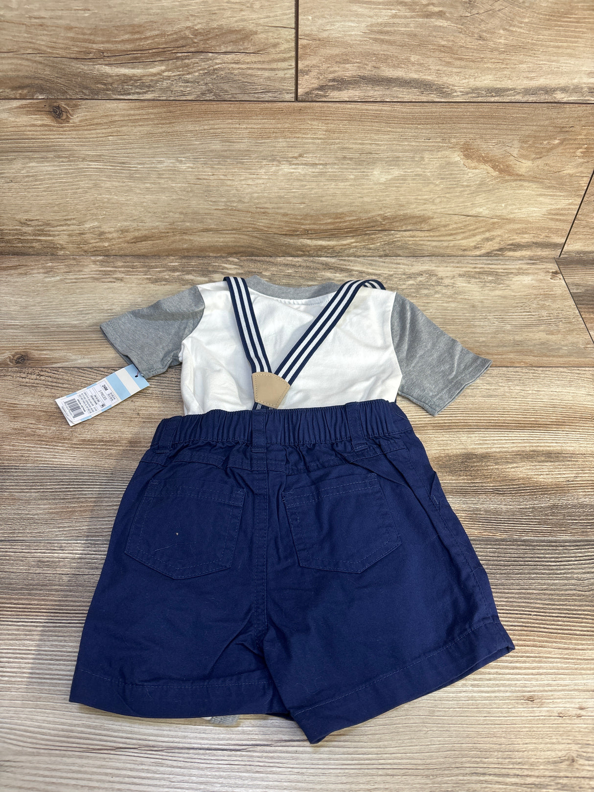 NEW Cat & Jack 3Pc Henley Bodysuit Suspender Set White sz 24m