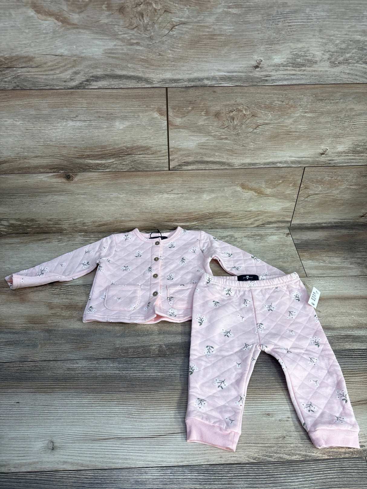 NEW 7 For All Mankind Textures 2pc Set Pink sz 12m