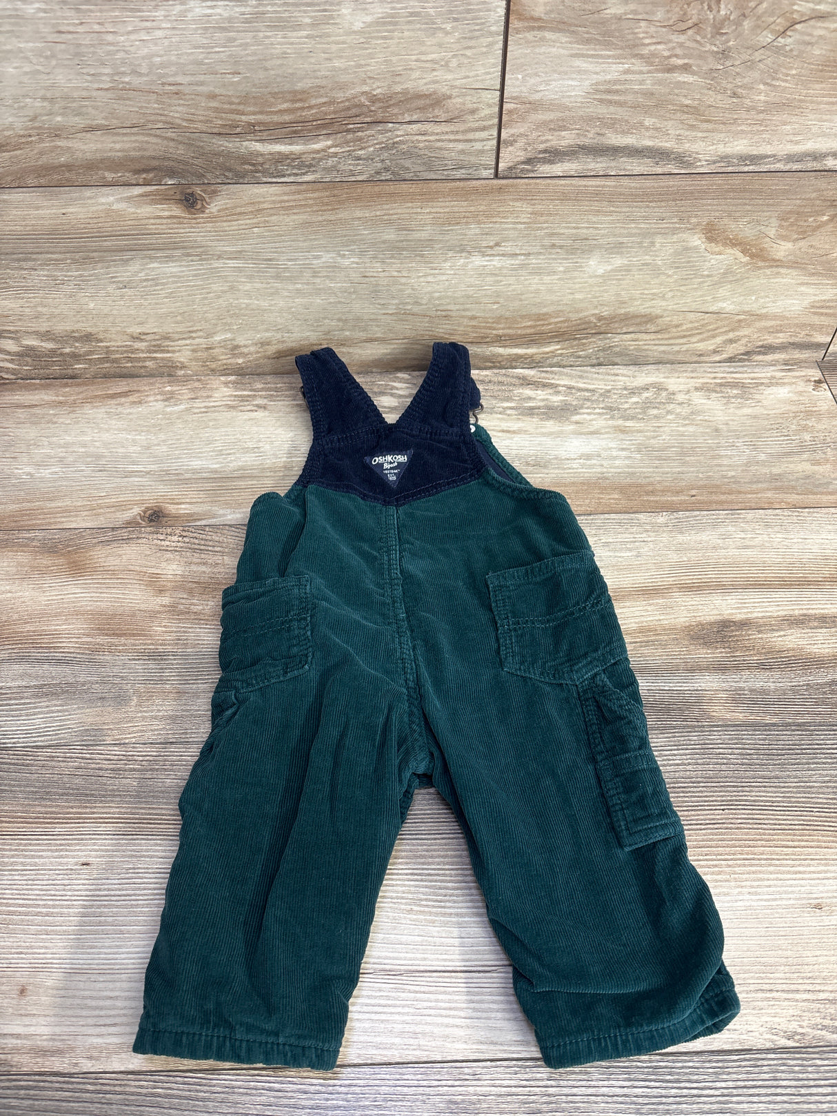 OshKosh Cord Color Block Overalls Green sz 9m