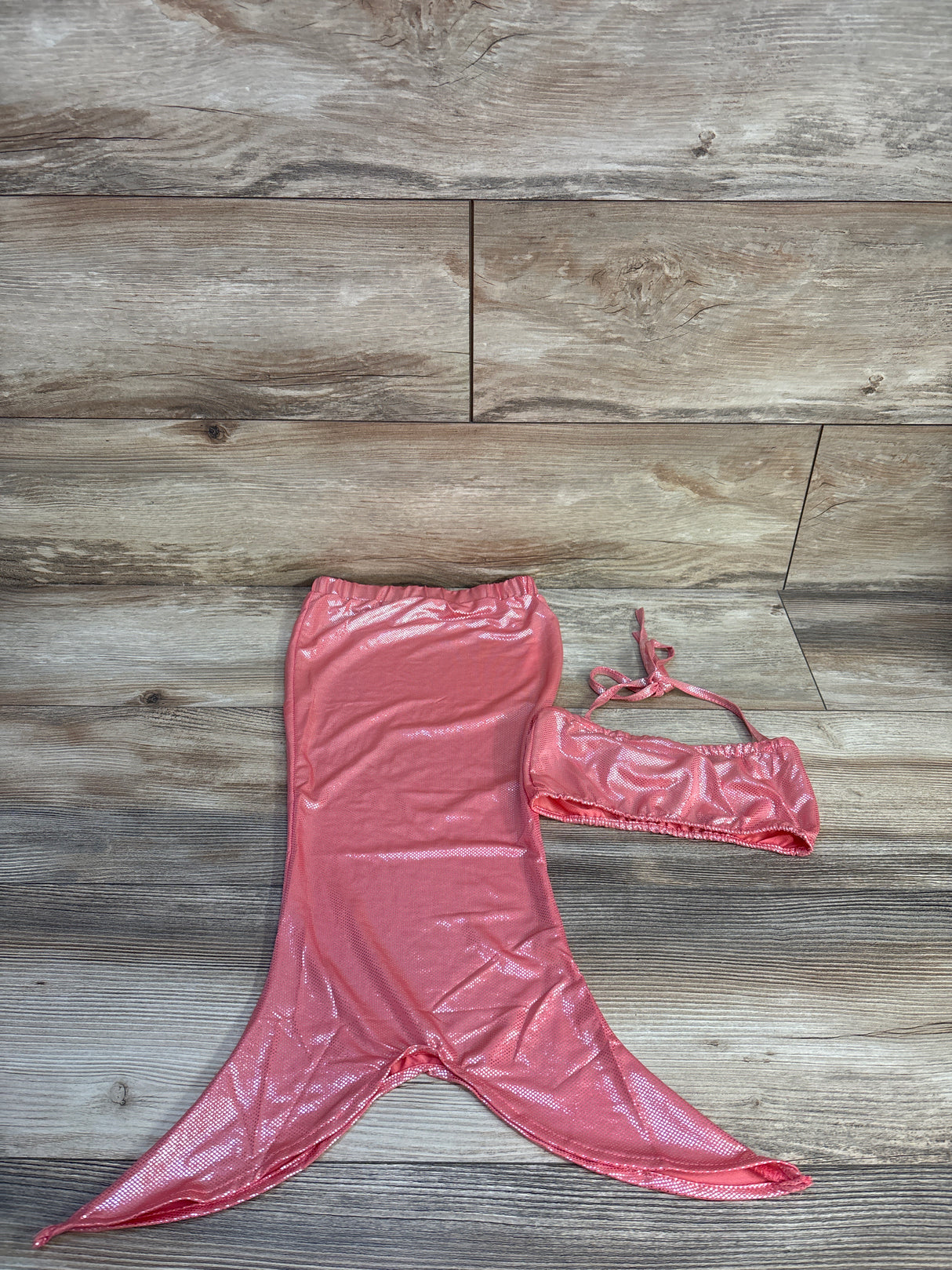 2pc Metallic Mermaid Tail Skirt & Bikini Top Pink sz 4/5T