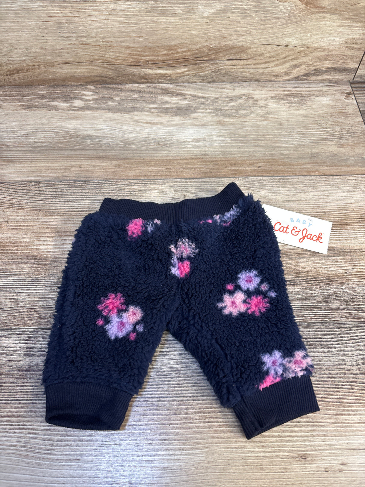 NEW Cat & Jack Plush Floral Joggers Navy sz Newborn