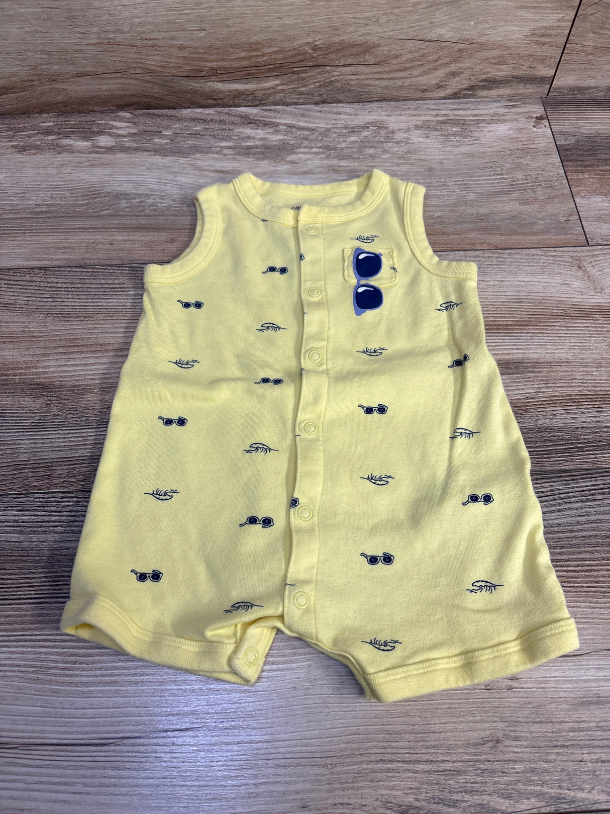 Carter's Sunglasses Button Front Shortie Romper Yellow sz 9m