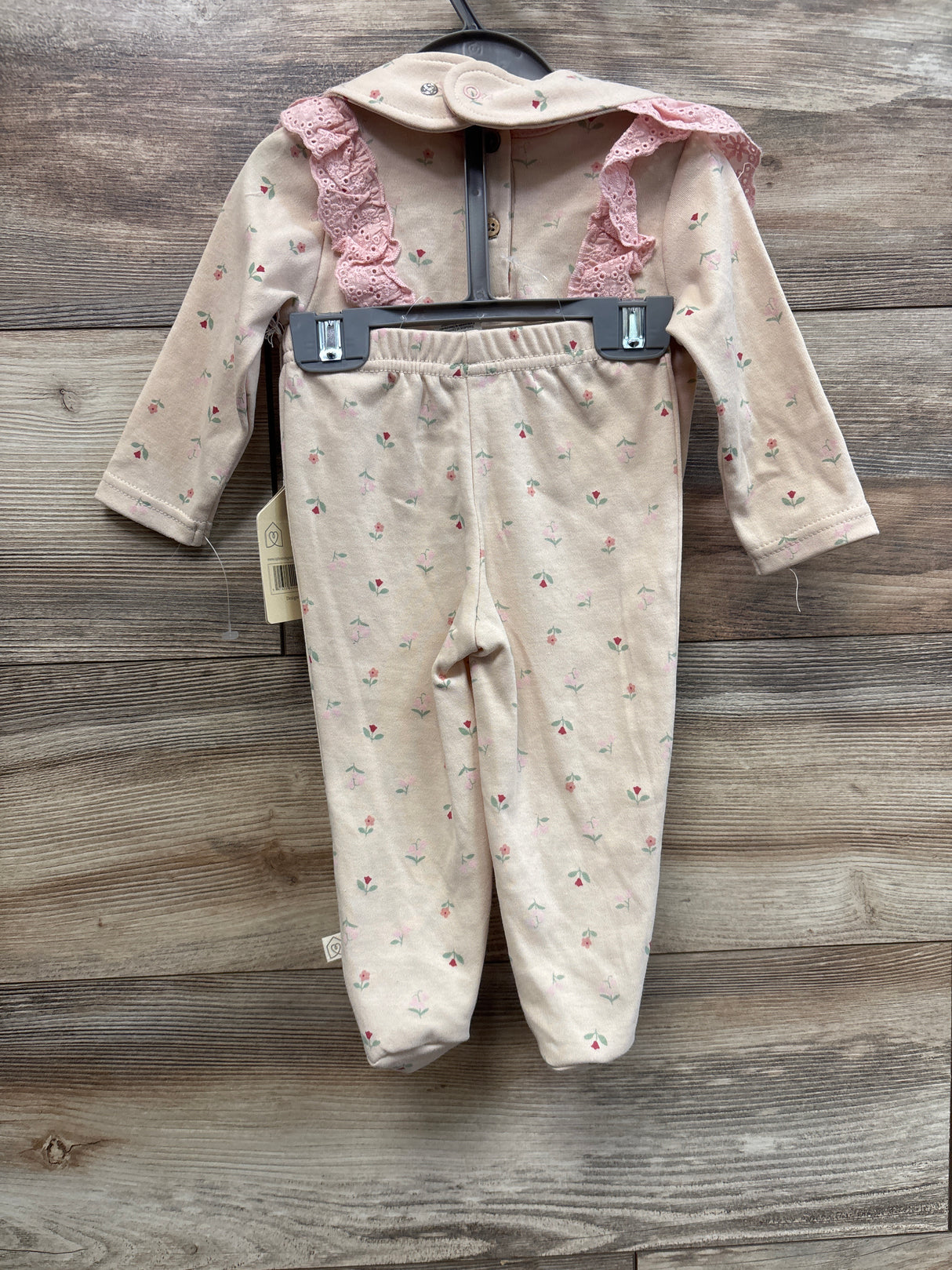 NEW Snug 3pc Eyelet Trim Bodysuit, Footed Pants, & Bib Set Beige sz 6-9m