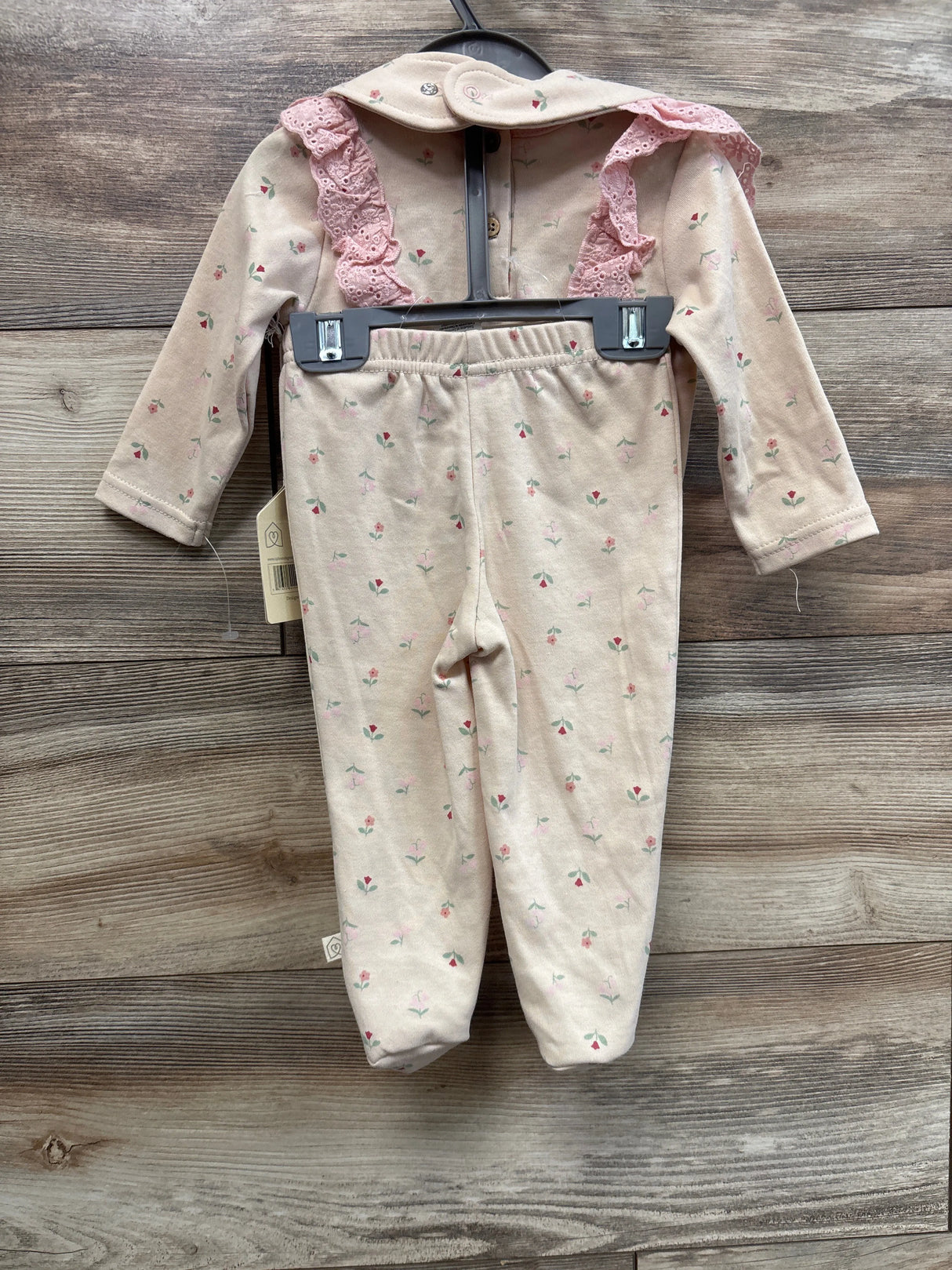 NEW Snug 3pc Eyelet Trim Bodysuit, Footed Pants, & Bib Set Beige sz 6-9m