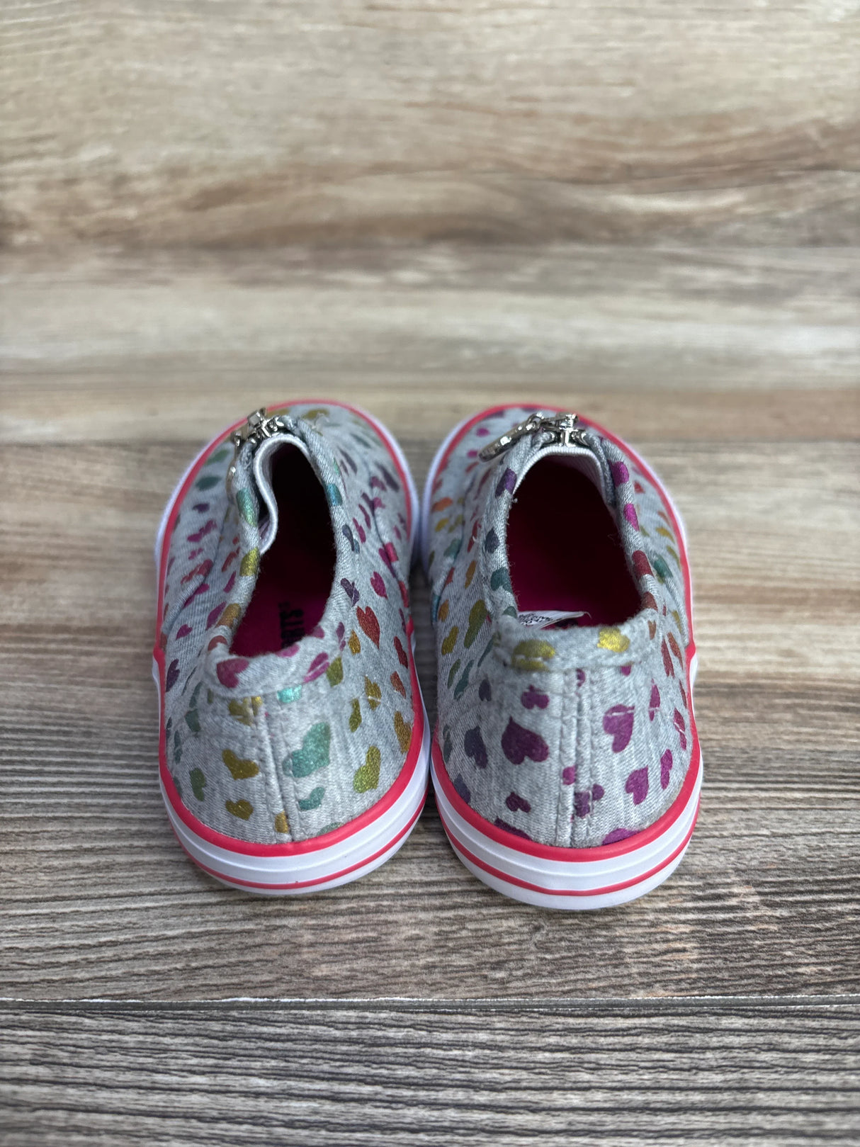 US Sports Zipper Sneakers Heart Print Grey sz 6c