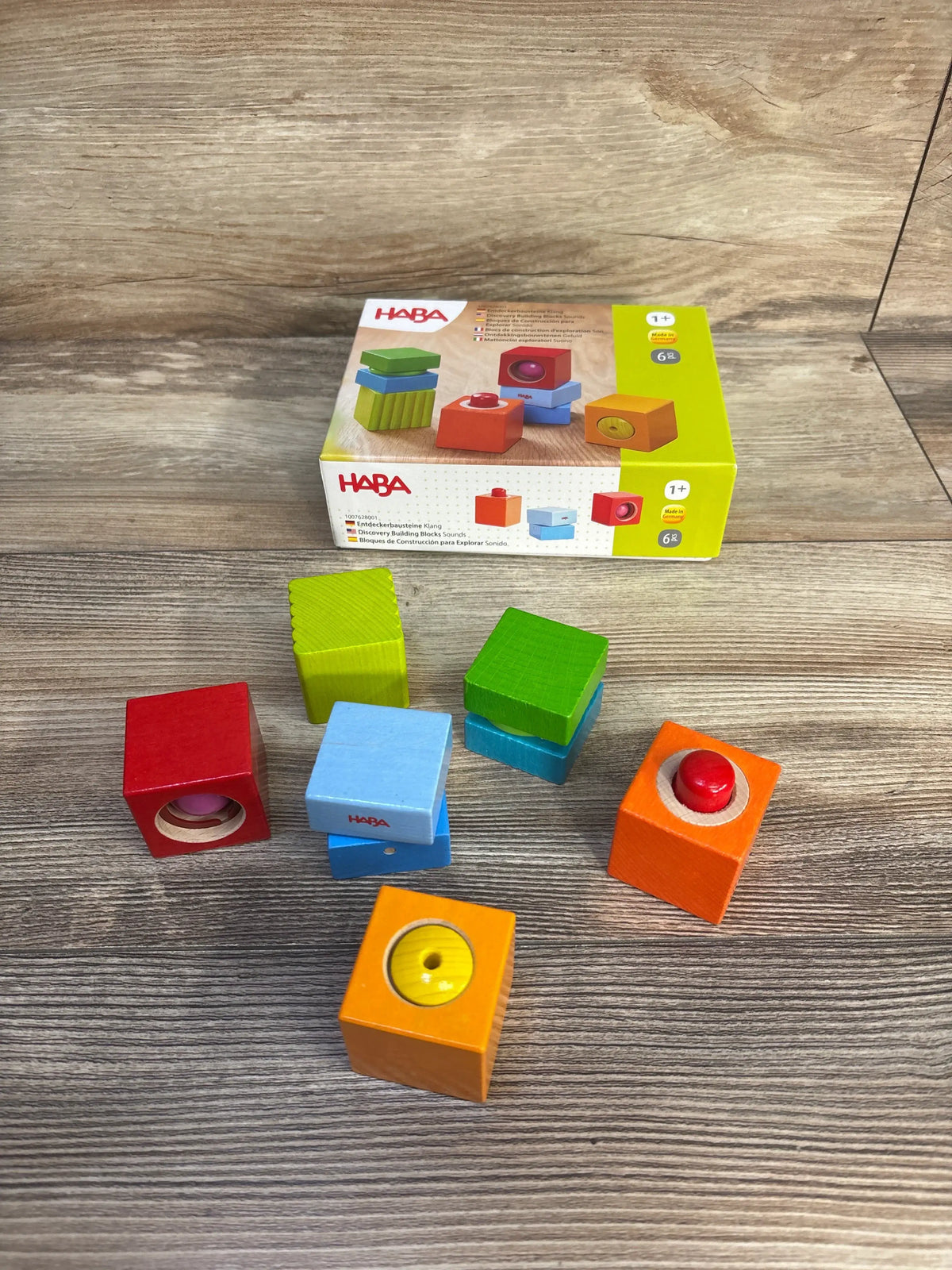 HABA Fun with Sounds Wooden Discovery Building Blocks 6pc