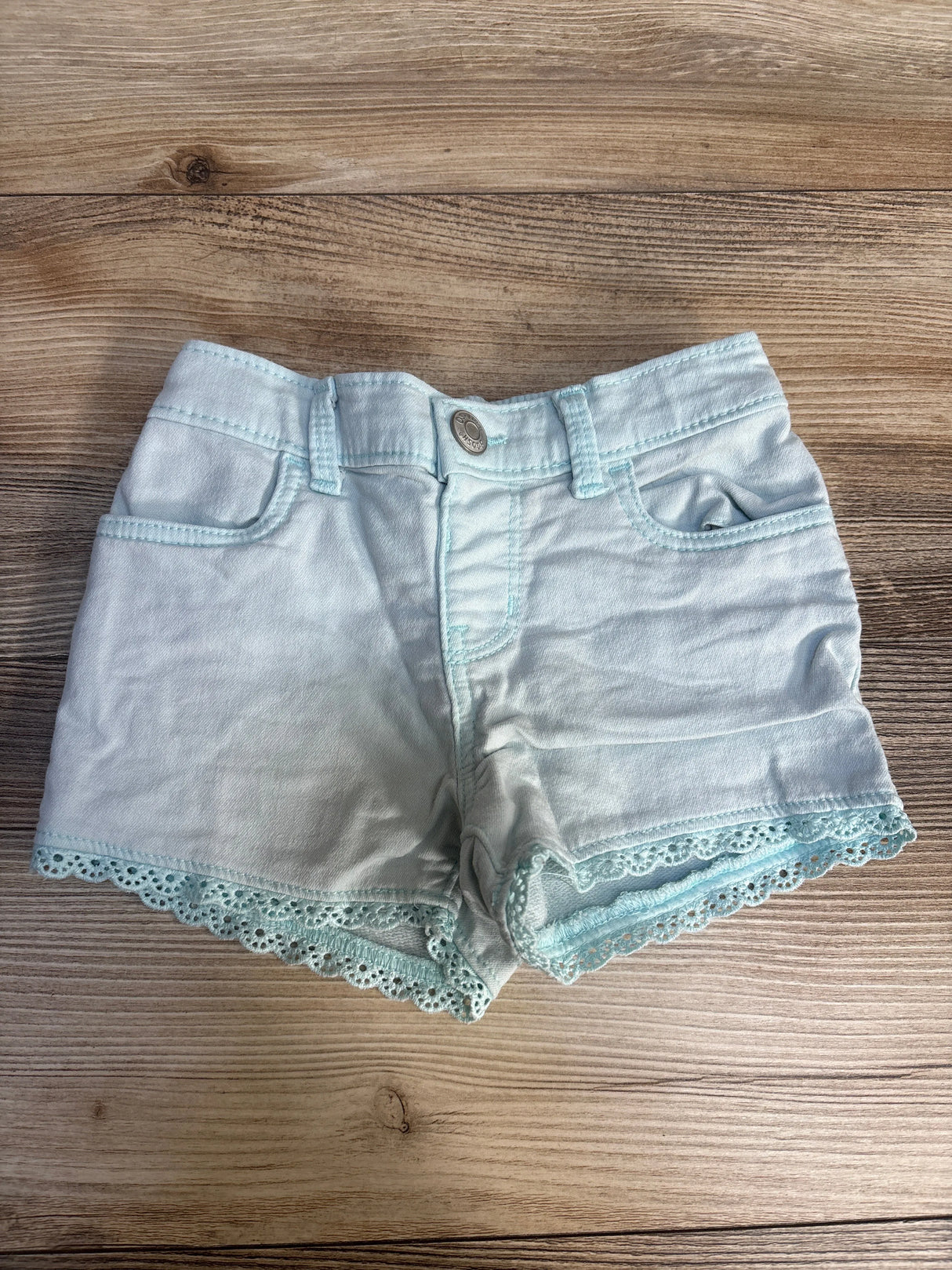 OshKosh Denim Eyelet Trim Shorts Light Blue sz 3T