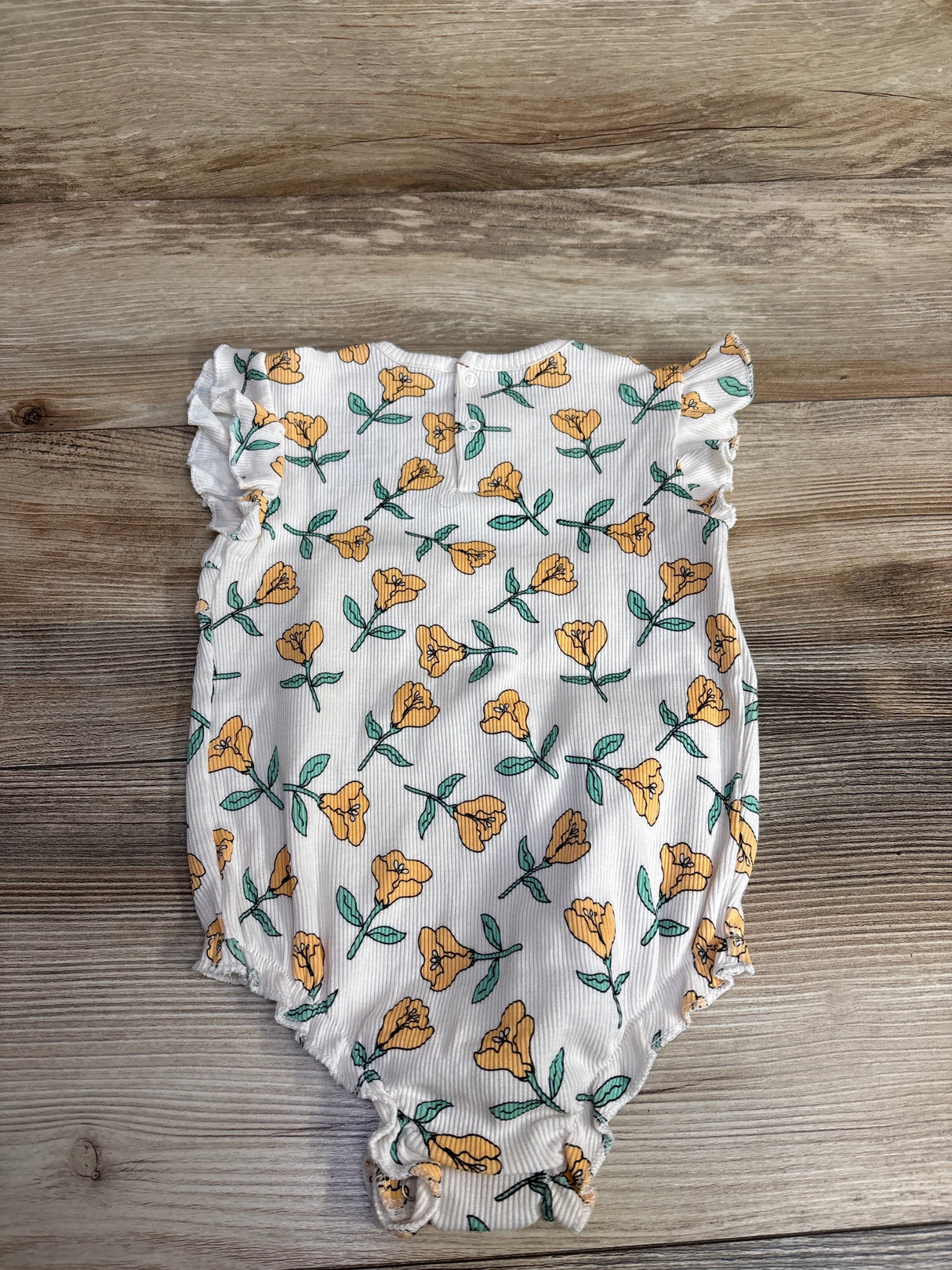 Jessica Simpson Ribbed Floral Bubble Romper White sz 18-24m