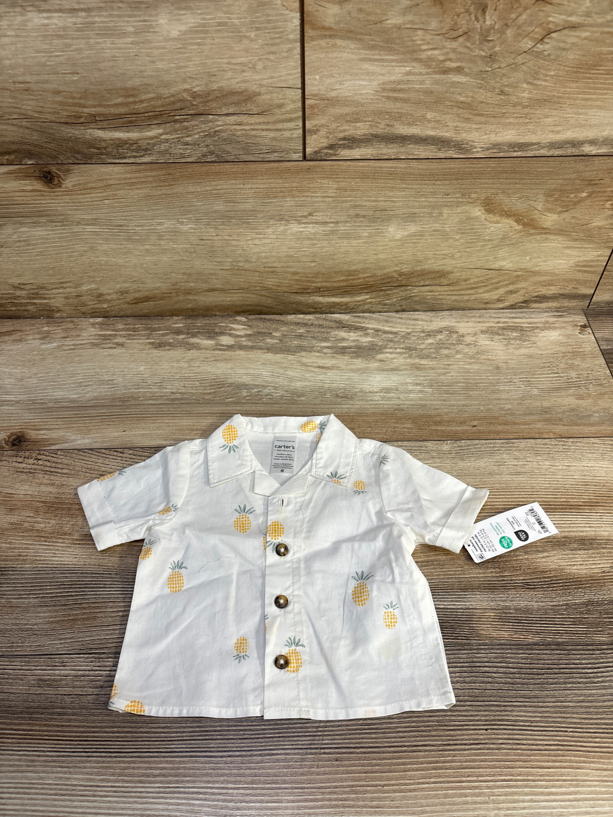 NEW Just One You Pineapple Button-Up Shirt White sz Newborn
