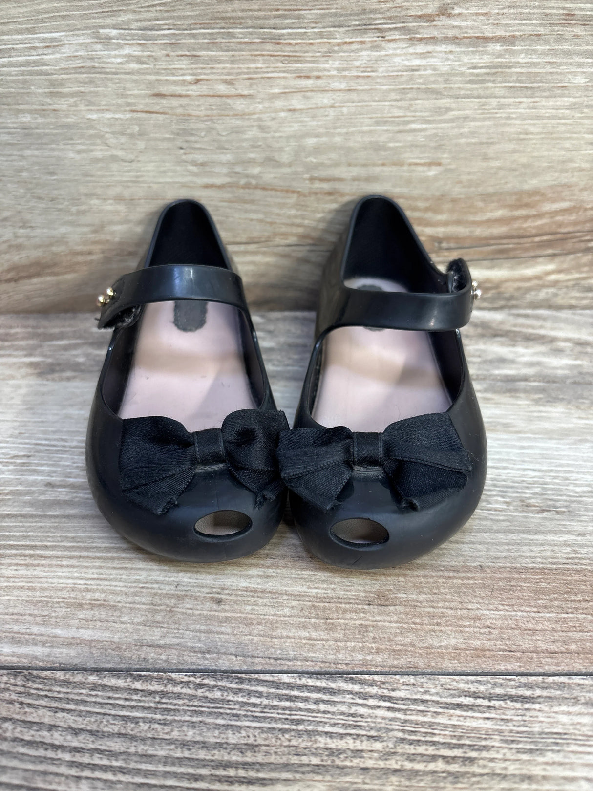 Mini Melissa 'Ultragirl Bow' Jelly Flat Black sz 8 - Me n Mommy To Be