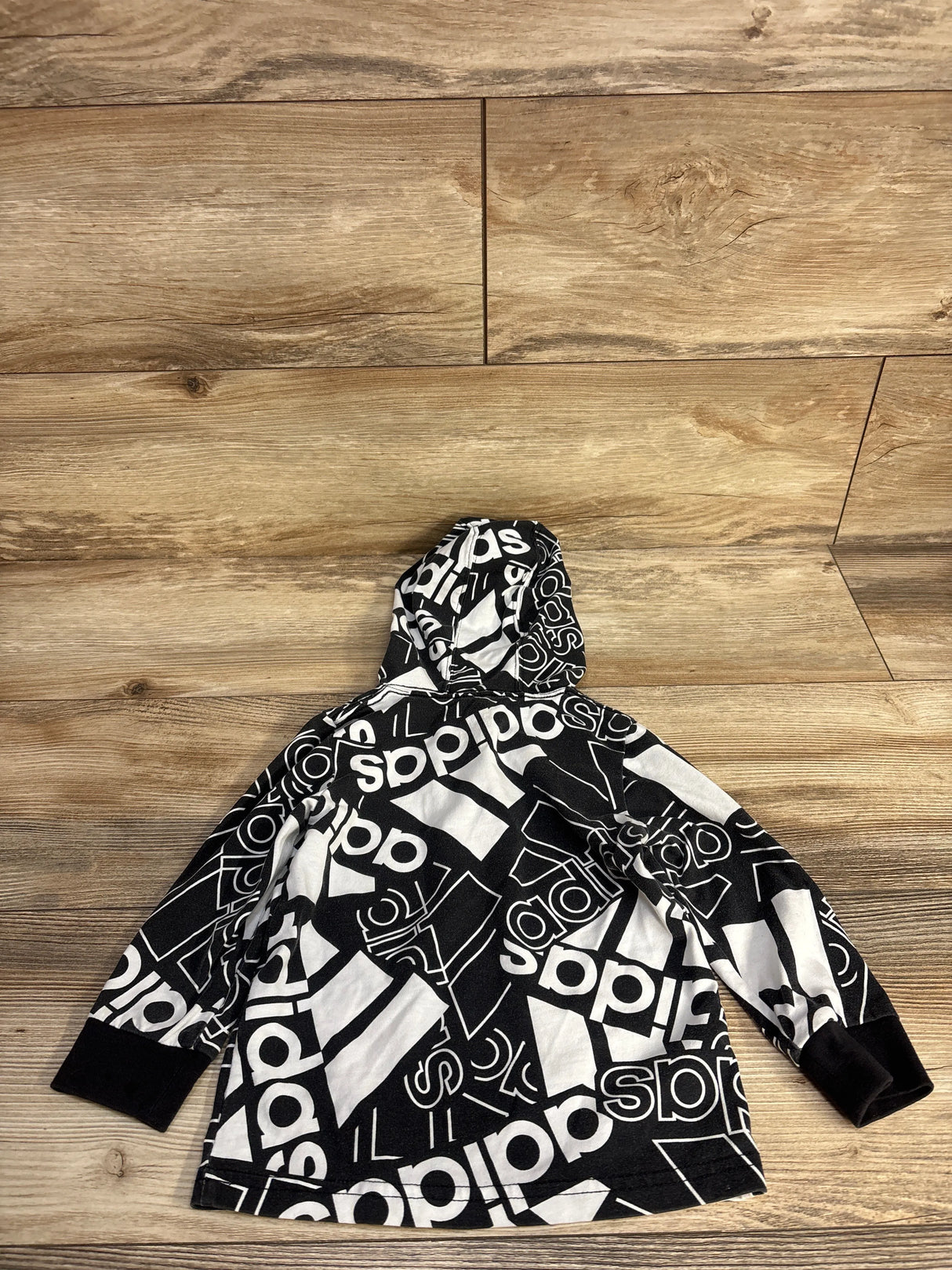 Adidas Hooded Long Sleeve Shirt Black sz 24m