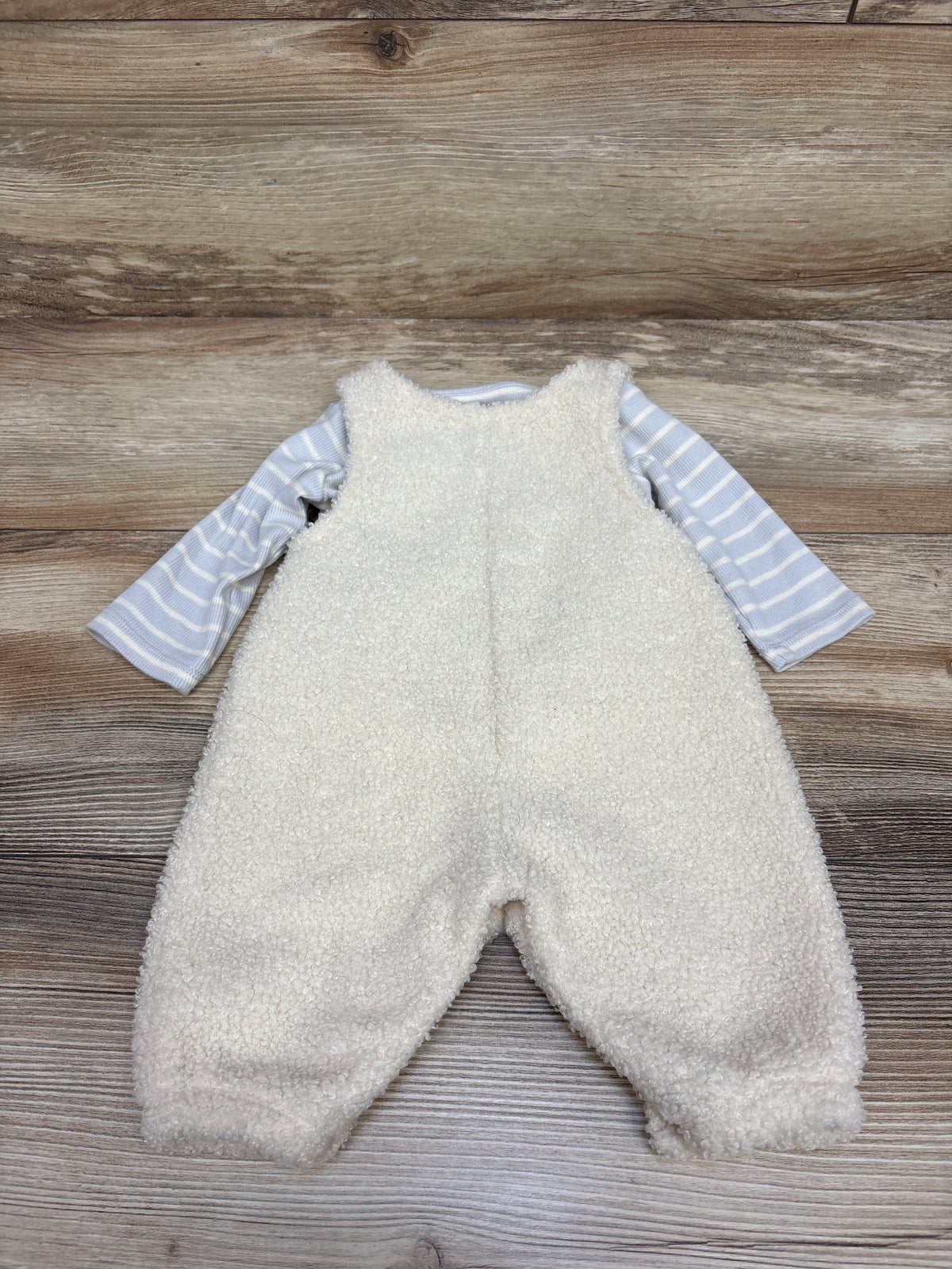 Cloud Island 2pc Long Sleeve Shirt & Sherpa Overalls Set Blue sz Newborn