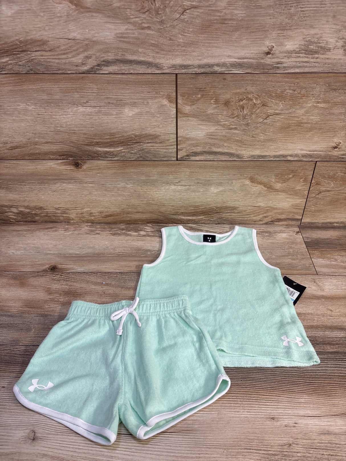 NEW Under Armour 2pc Terry Cloth Tank Top & Shorts Set Mint Green sz 5T
