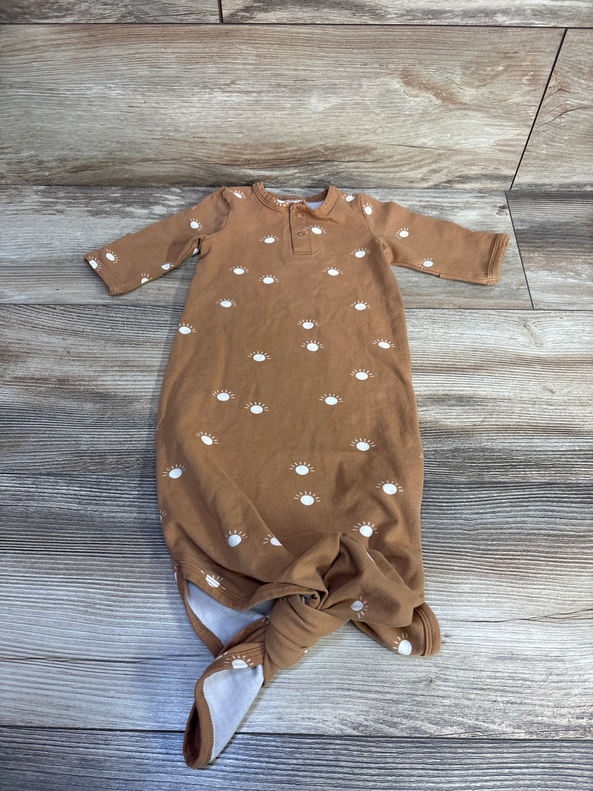 Mebie Baby Organic Cotton Knot Gown Brown sz 0-3m