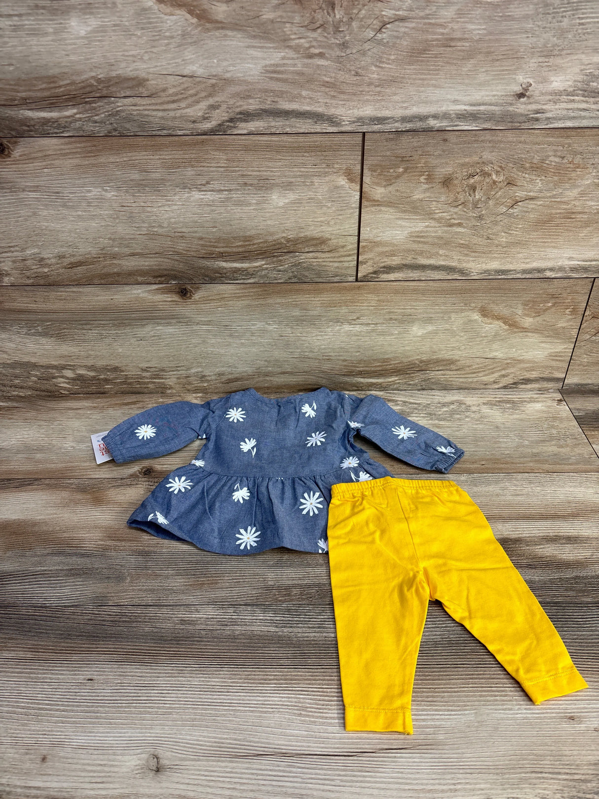 NEW Chambray 2pc Floral Dress & Bottoms Set Blue sz 3m