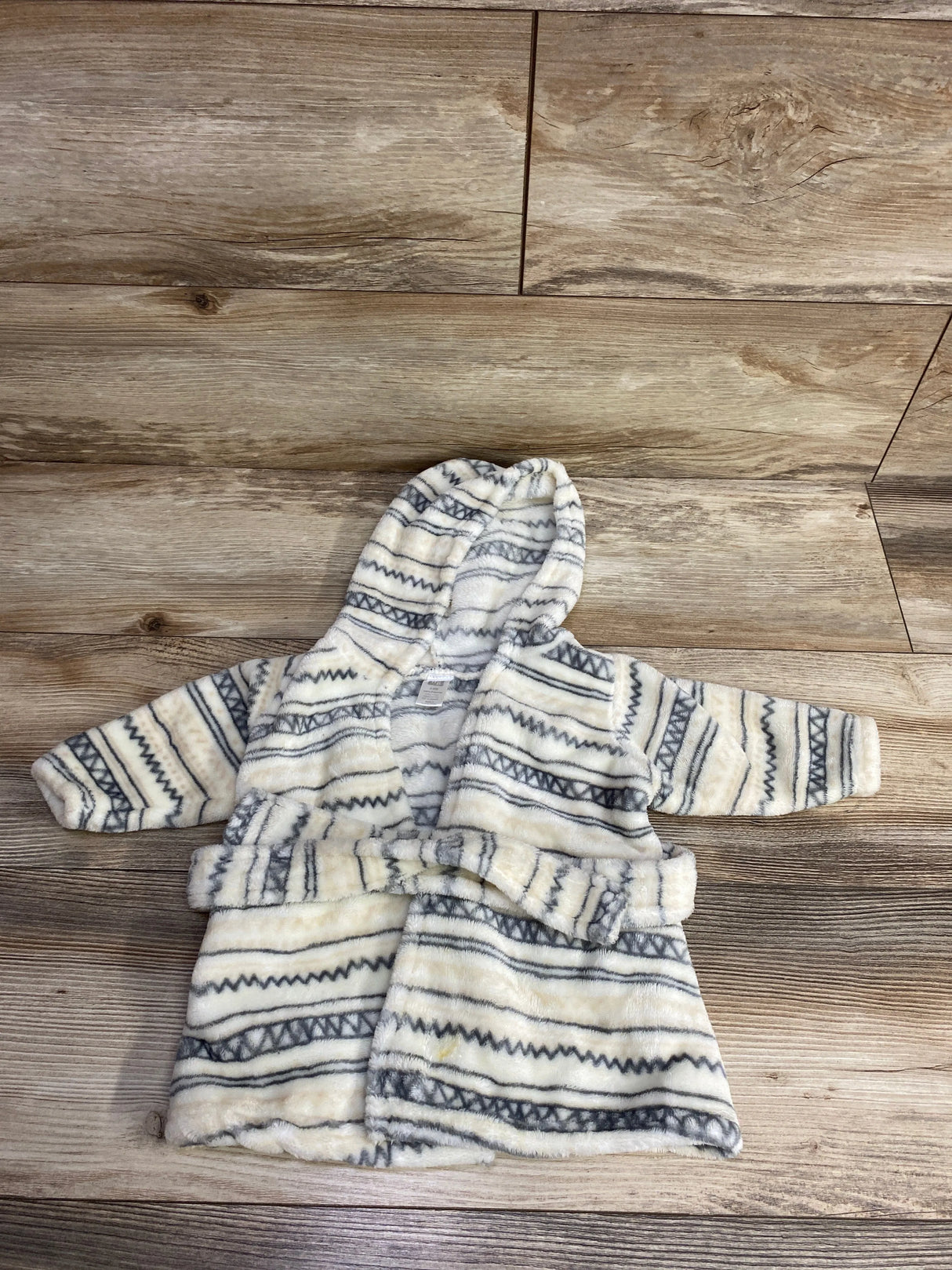 Hudson Baby Plush Pattern Robe Cream sz 0-9m