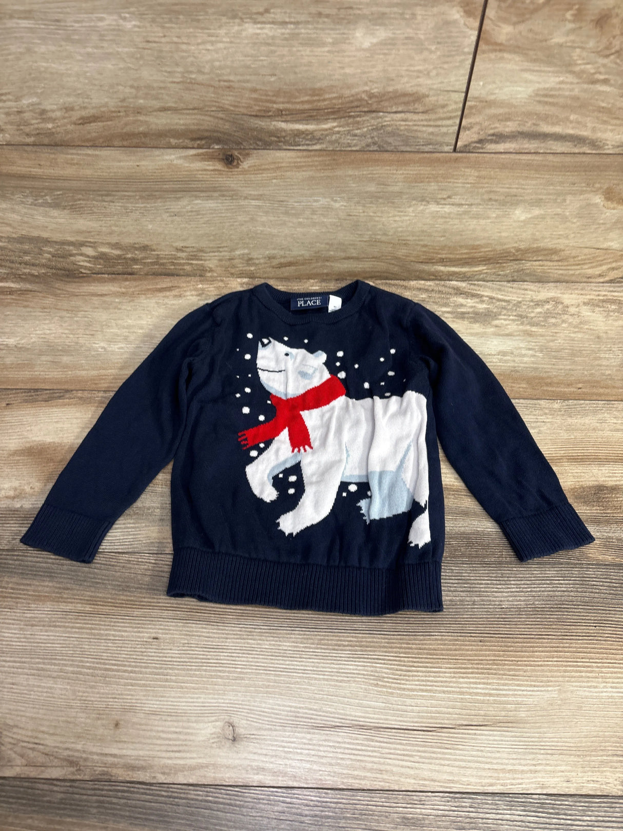 Children's Place Polar Bear Christmas Sweater Navy sz 4T