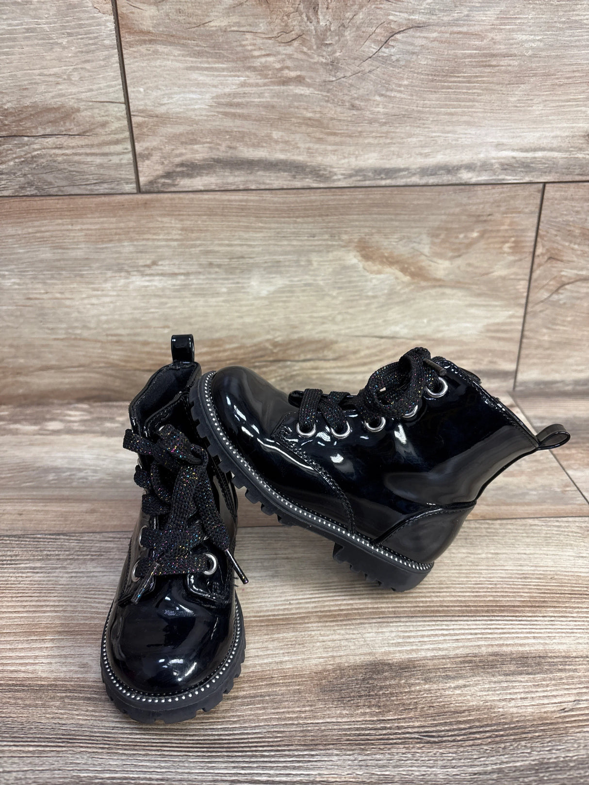 SEYCHELLES Patent Leather Lace-Up Boots Black sz 8c