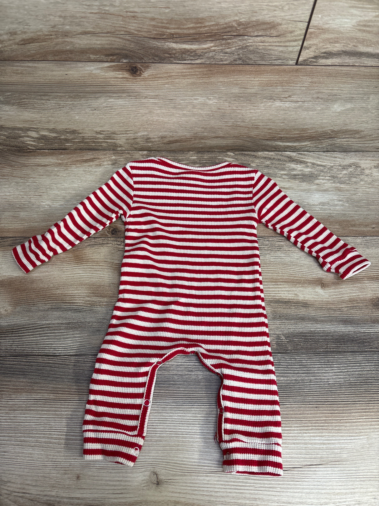 Striped Textured Coverall Ivory/Red sz 6-9m