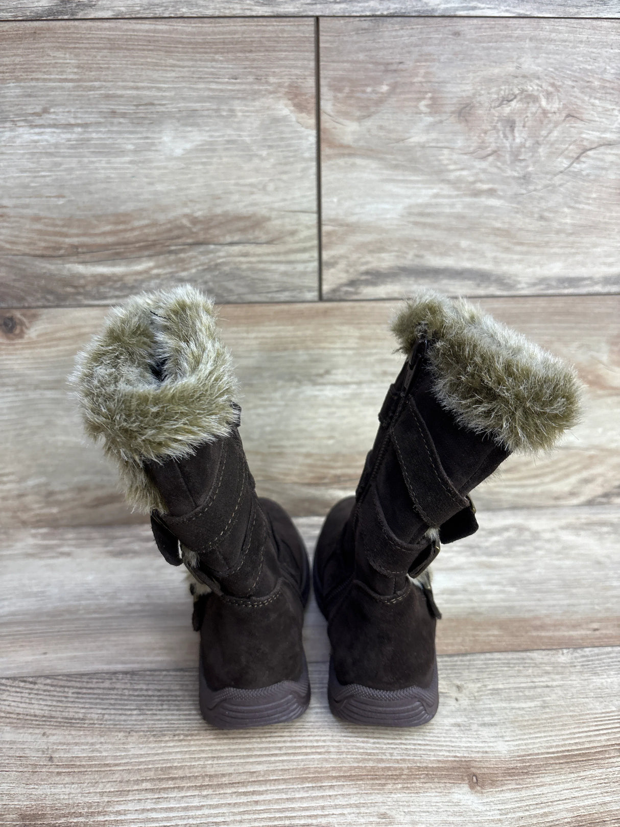 Coloso Suede Faux Fur Buckle Boots Brown sz 9/10c