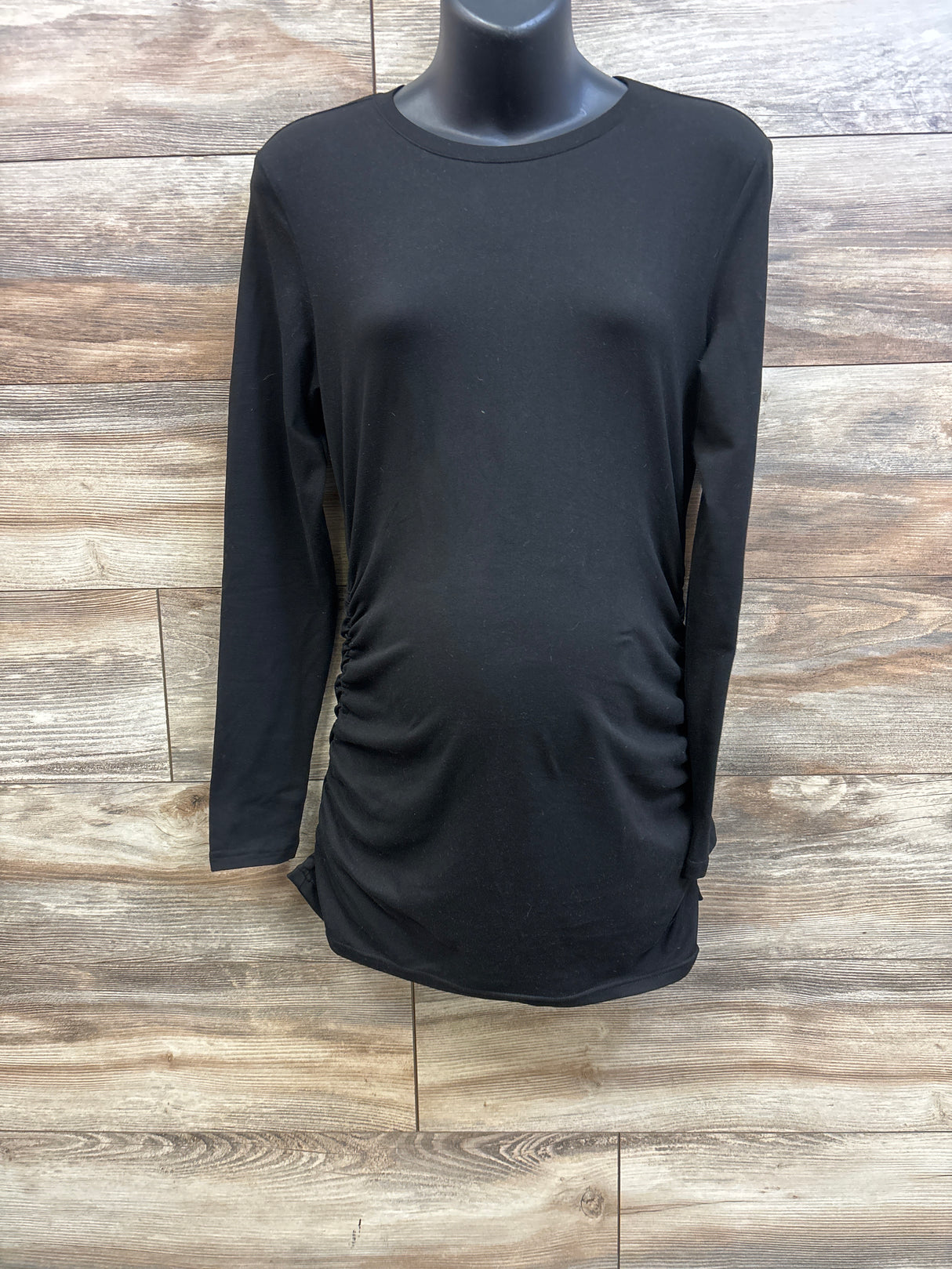 Ekouaer Ruched Long Sleeve Shirt Black sz Medium