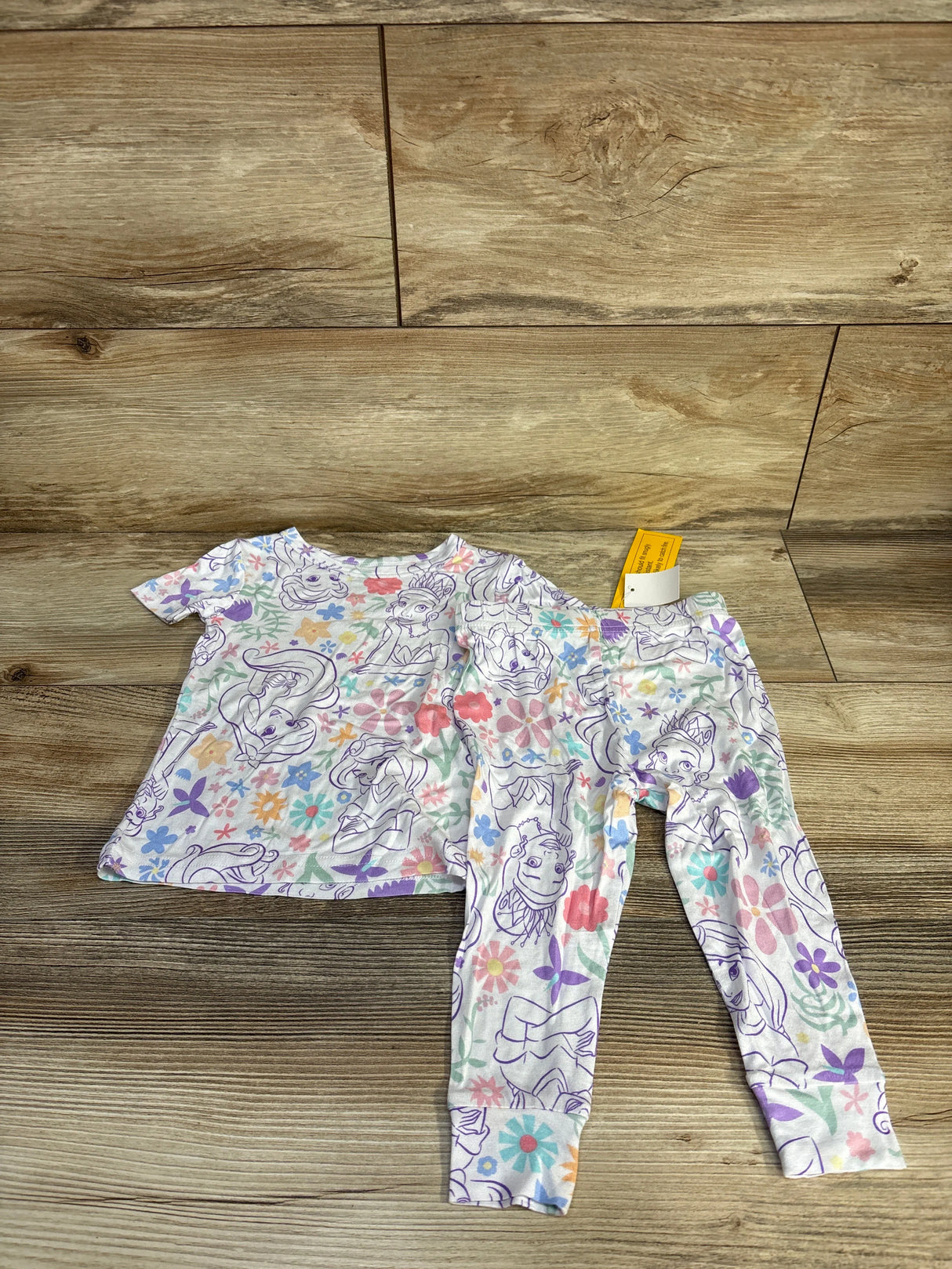 NEW Disney Princess 2pc Short Sleeve Viscose Snug Fit Pajama Set White sz 18m