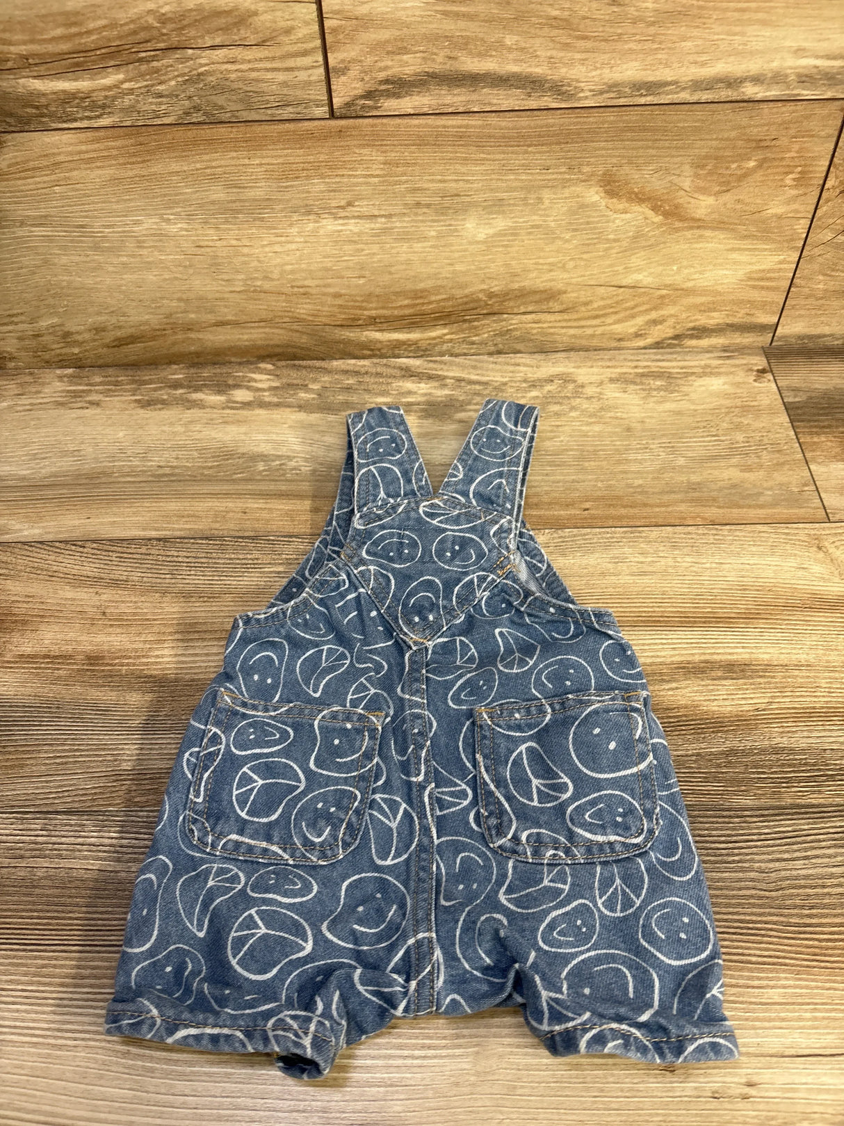 Old Navy Smiley Face Shortalls Blue sz 3-6m