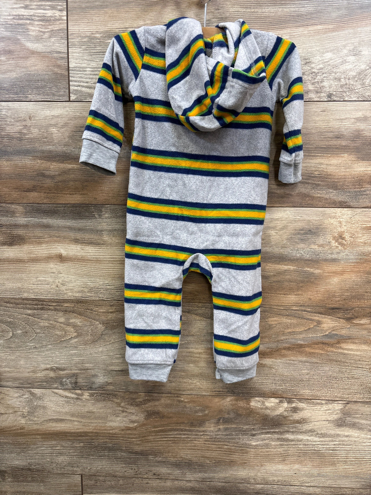 Carter's Striped Fleece Hooded Coverall Grey sz 18m