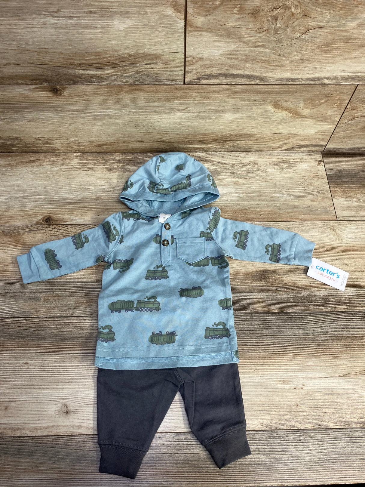 NEW Just One You 2pc Train Hooded Shirt & Pants Set Blue sz 3m