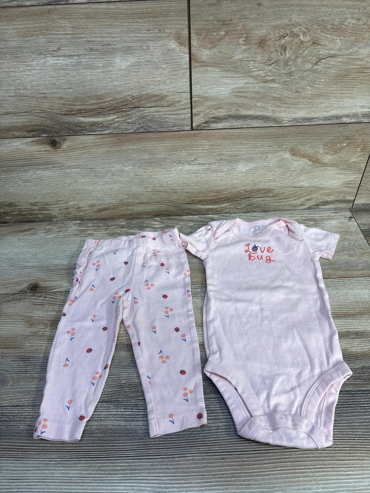 Carter's 2pc Love Bug Bodysuit & Leggings Set Pink sz 9m