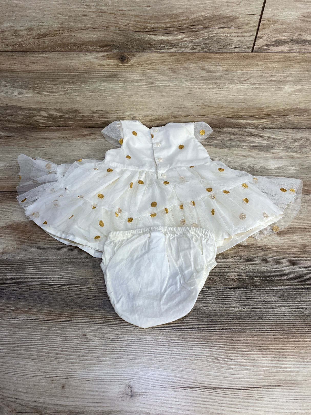 Just One You Polka Dot Dress & Bloomers Cream sz 3m - Me n Mommy To Be