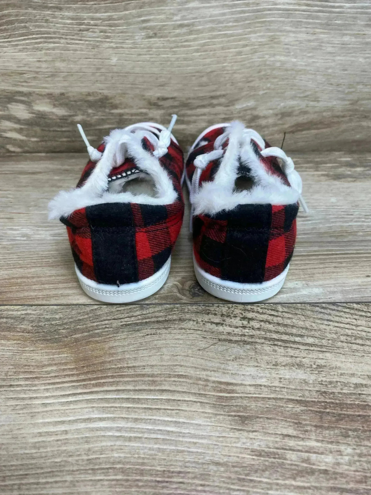 Bumble + Birdie Buffalo Plaid Faux Fur Insoles Slip On Sneakers Sz 10c - Me n Mommy To Be
