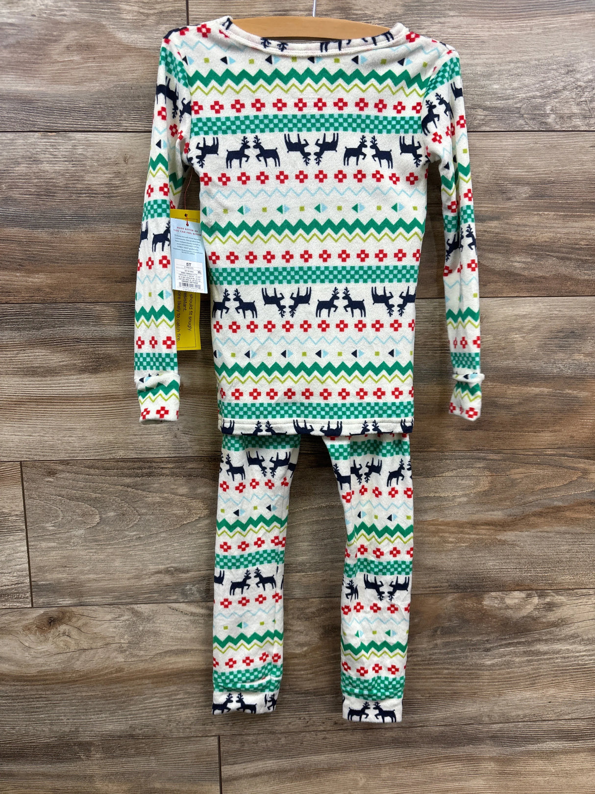 NEW Cat & Jack 2pc Velour Fair Isle Pajama Set White sz 5T